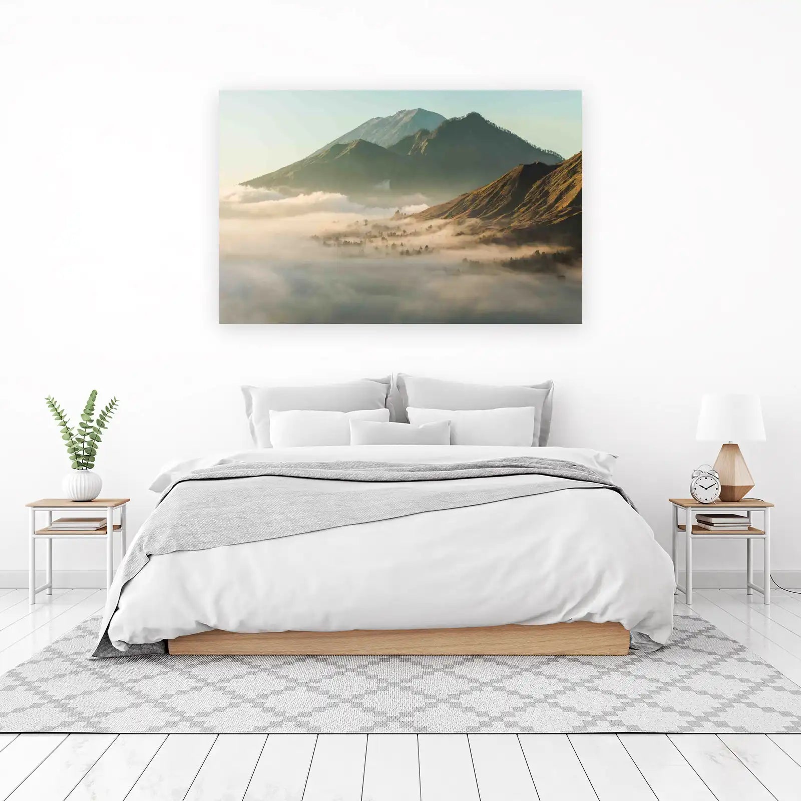 Misty Mountain Sunrise Landscape Wall Art