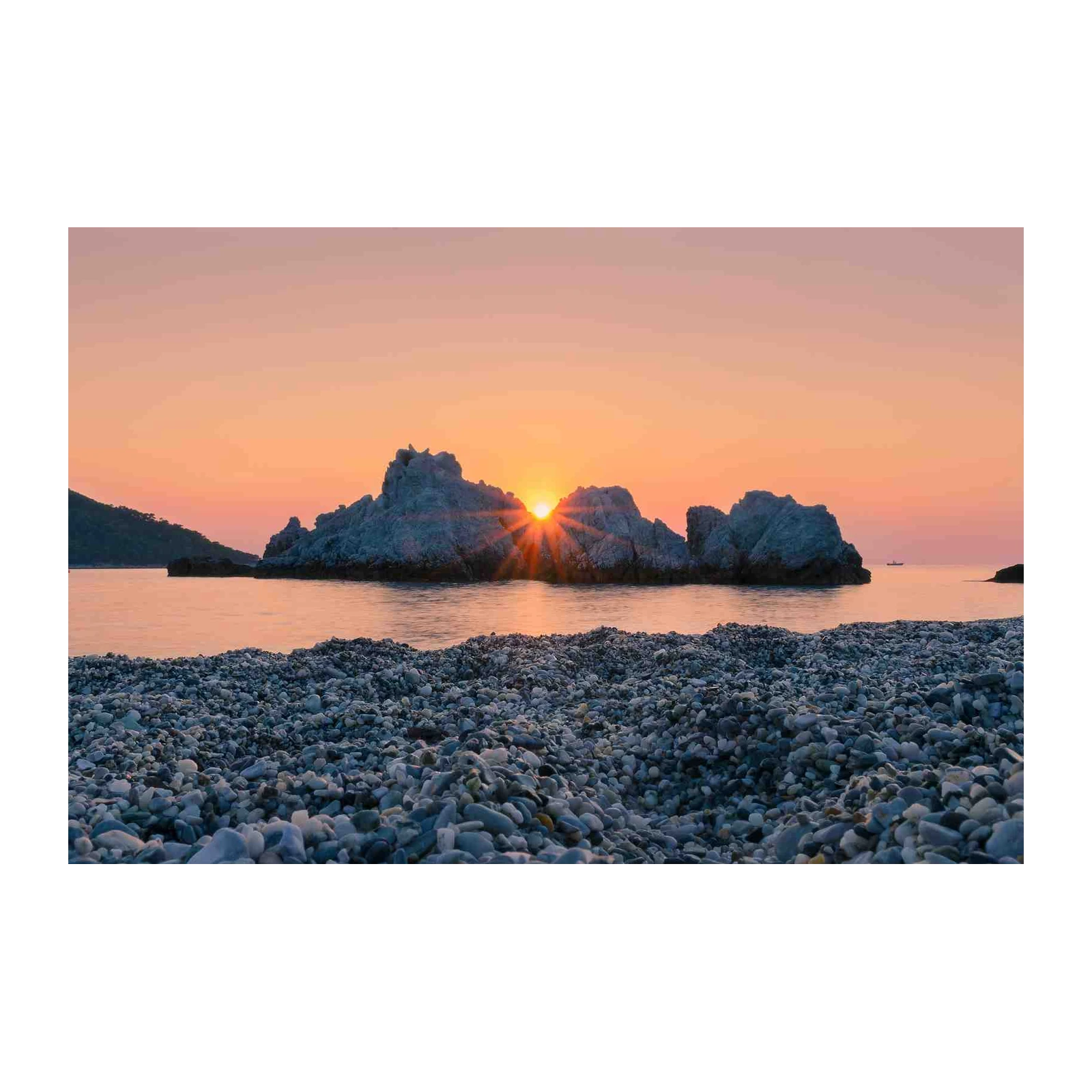 Serene Sunset Beach Rocks Wall Art