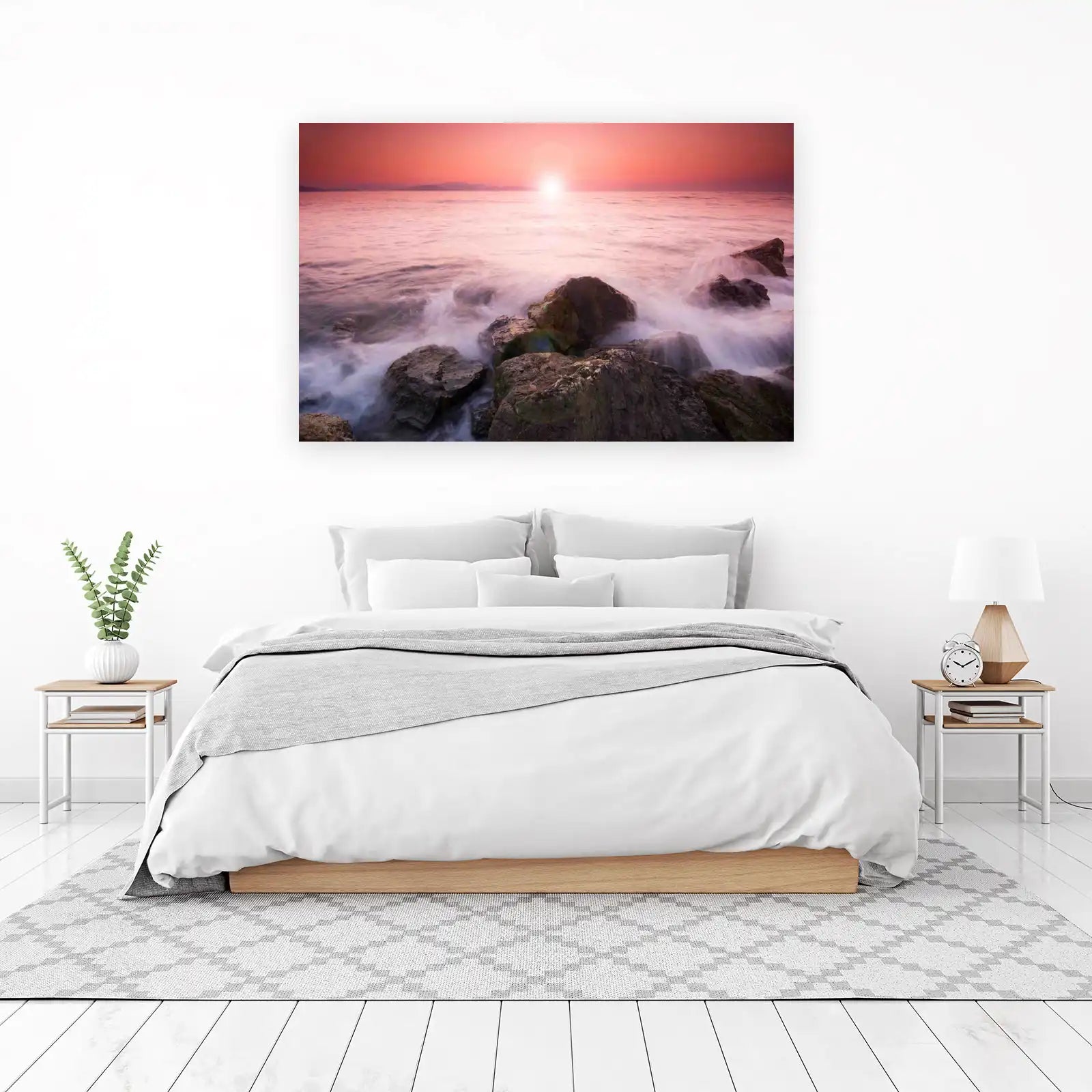 Serene Sunset Ocean Rocks Wall Art