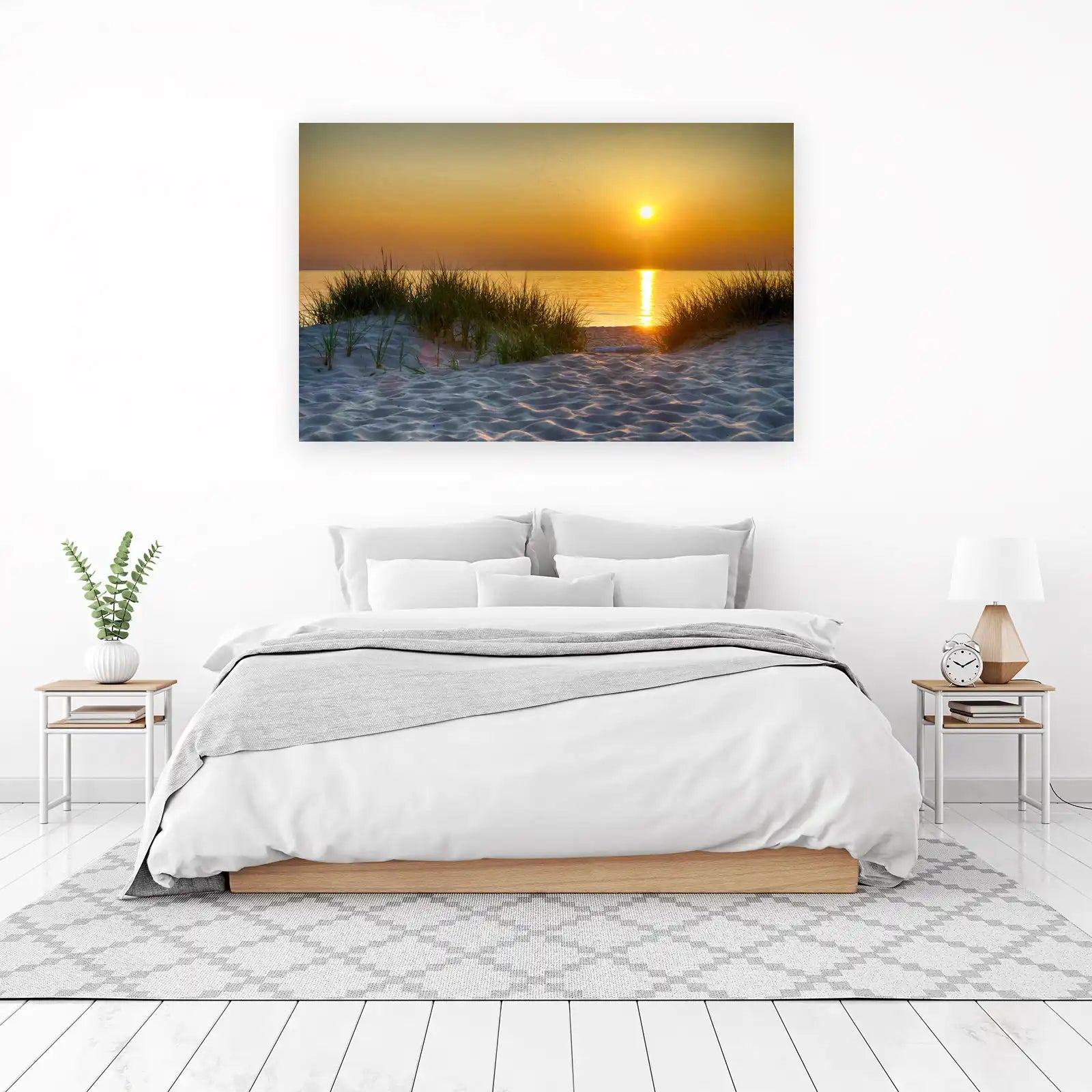 Serene Sunset Beach Grass Wall Art