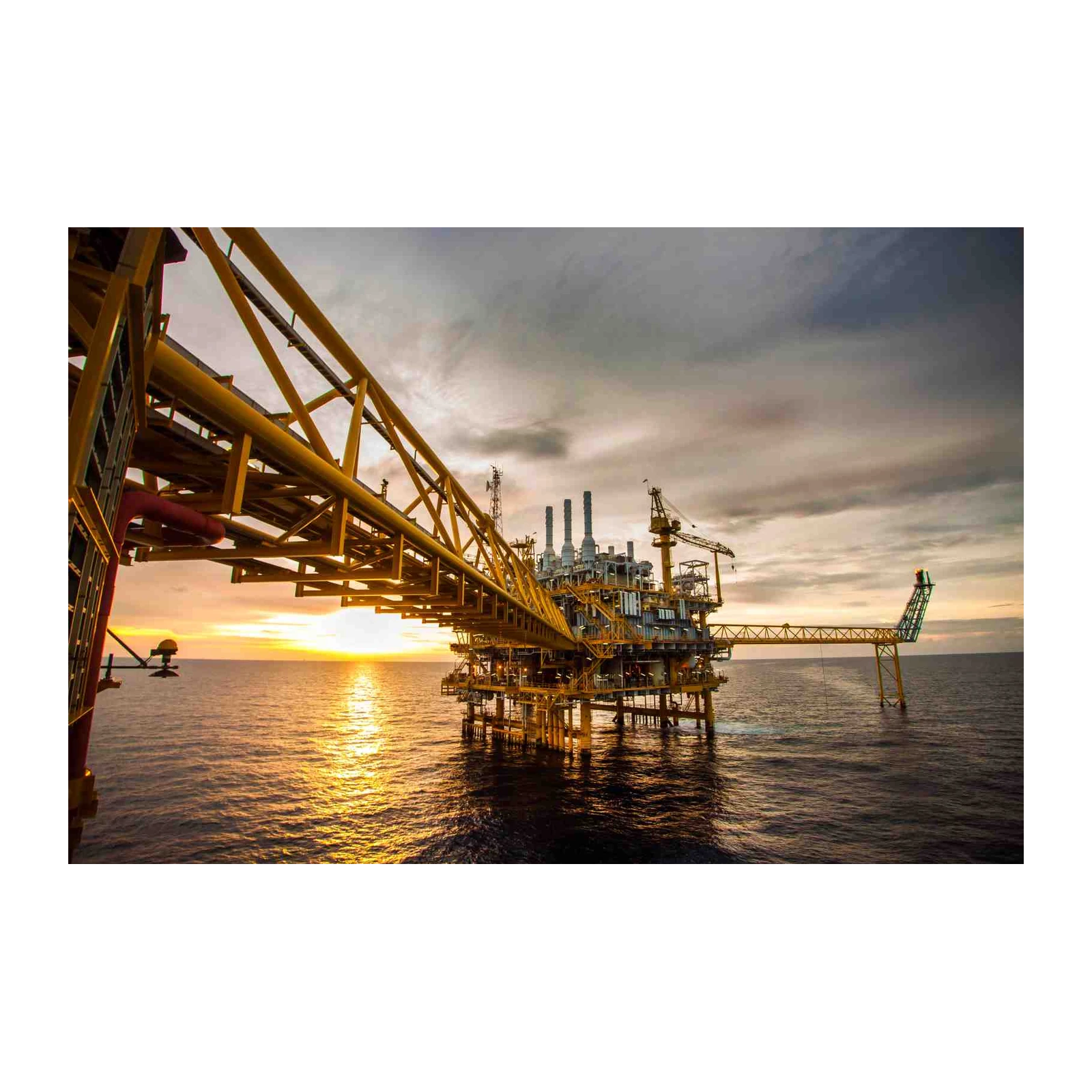 Golden Hour Offshore Rig Wall Art
