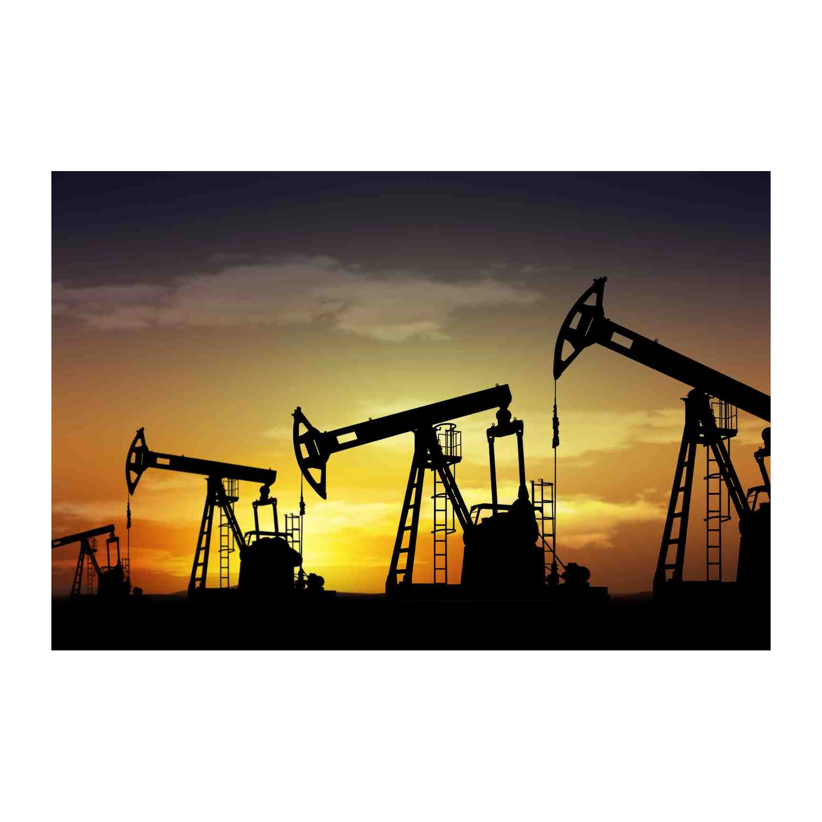 Oil Pumpjack Sunset Silhouette Wall Art