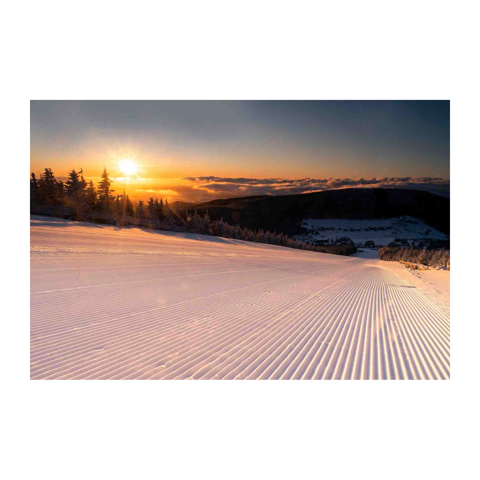 Winter Sunset Ski Slope Wall Art