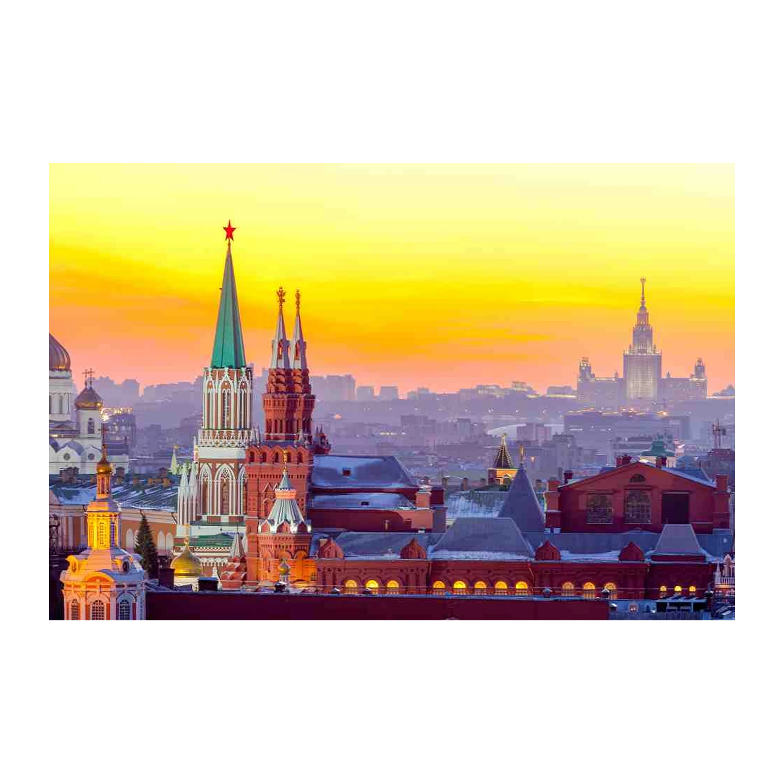 Moscow Skyline Sunset Wall Art - Iconic Russia Landmark Art