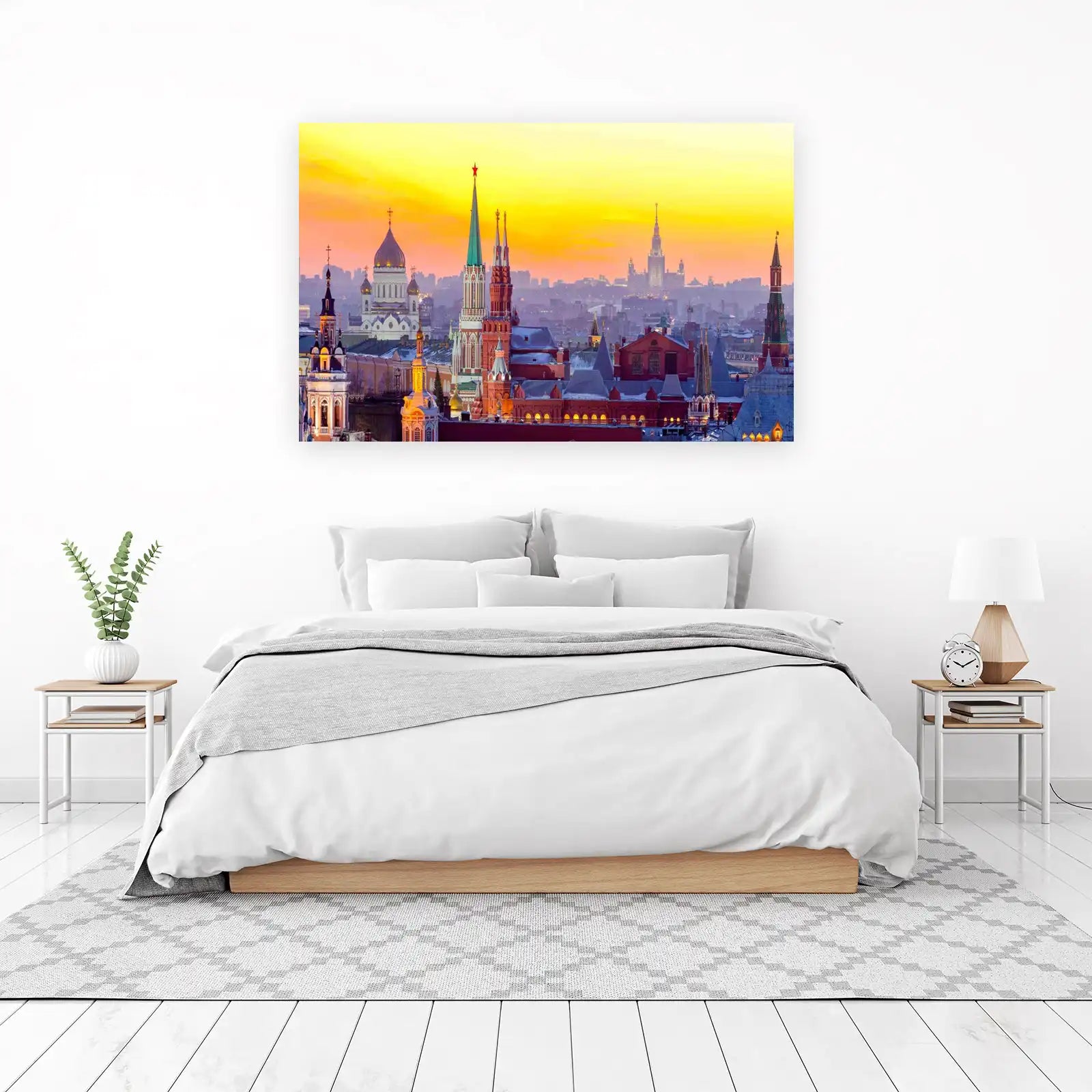Moscow Skyline Sunset Wall Art - Iconic Russia Landmark Art