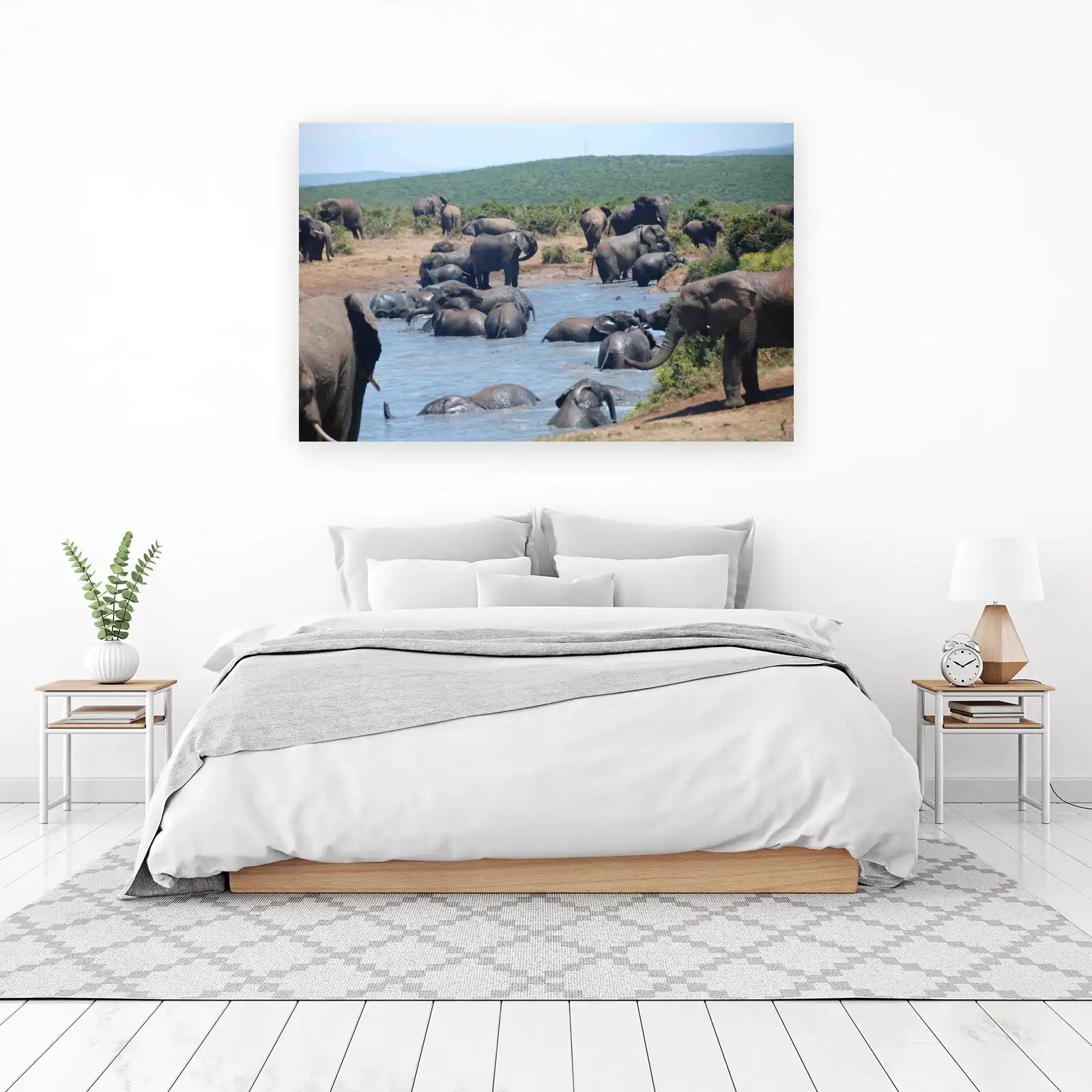 Majestic Elephant Herd Bath Wall Art