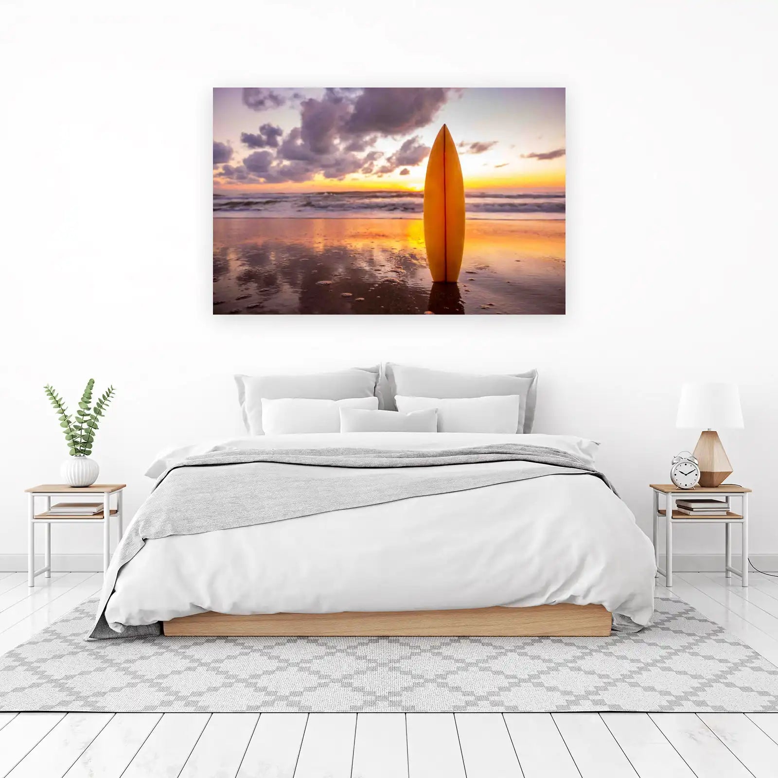 Golden Hour Surfboard Sunset Wall Art