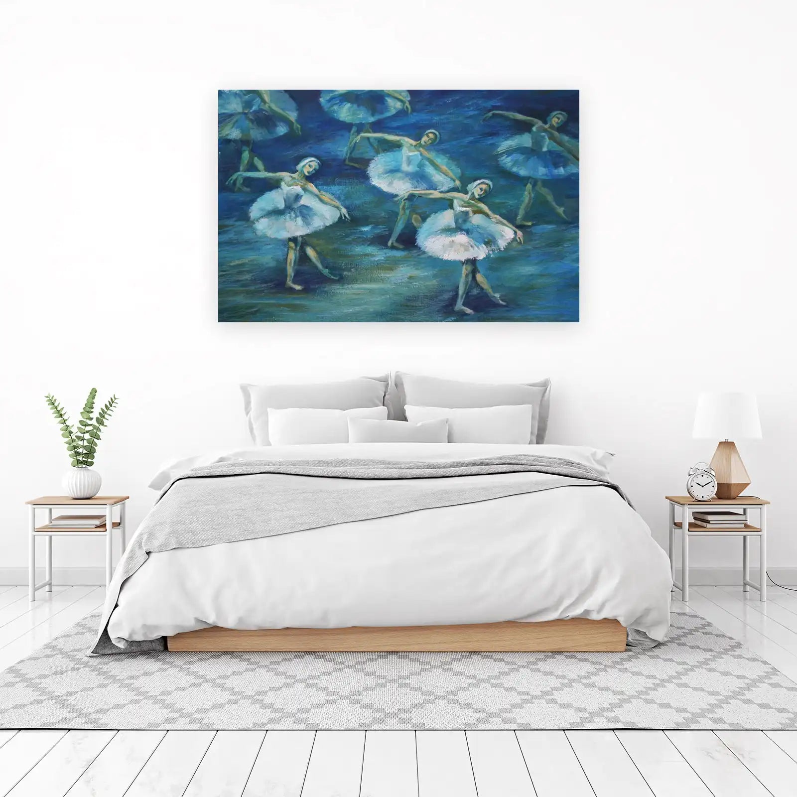 Elegant Ballet Dancers Blue Wall Art