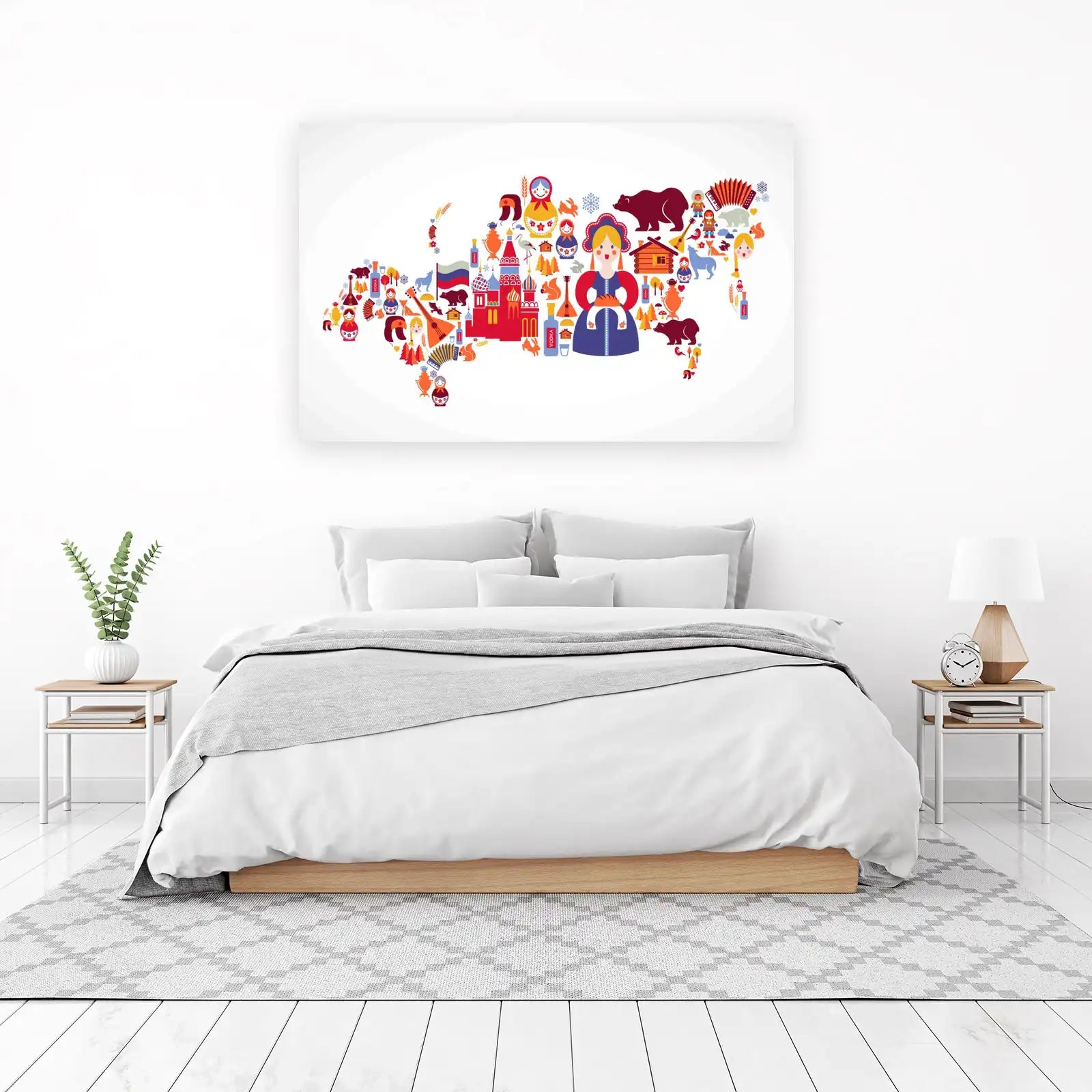 Vibrant Russia Map Collage Wall Art