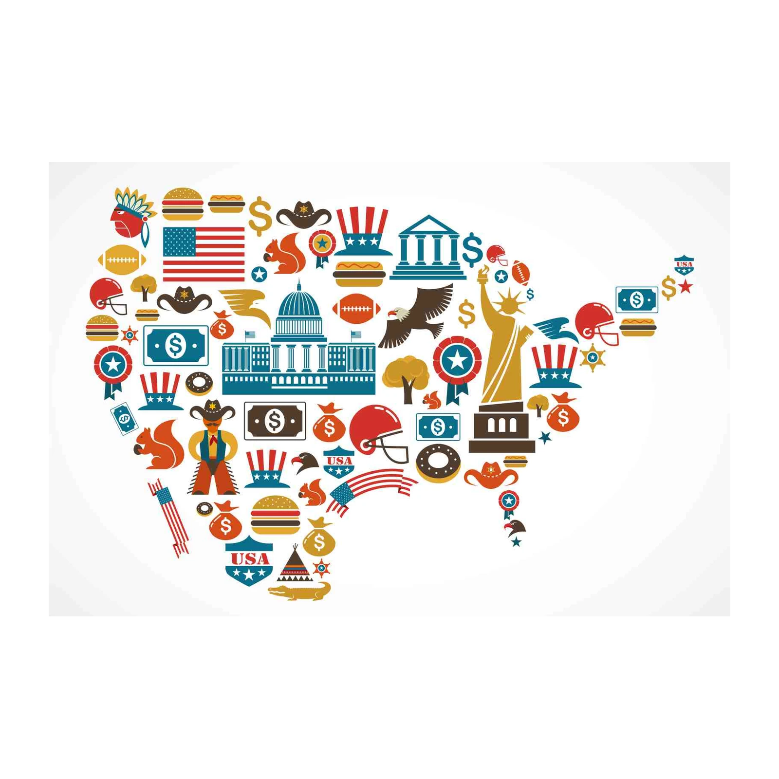 Vibrant USA Collage Wall Art