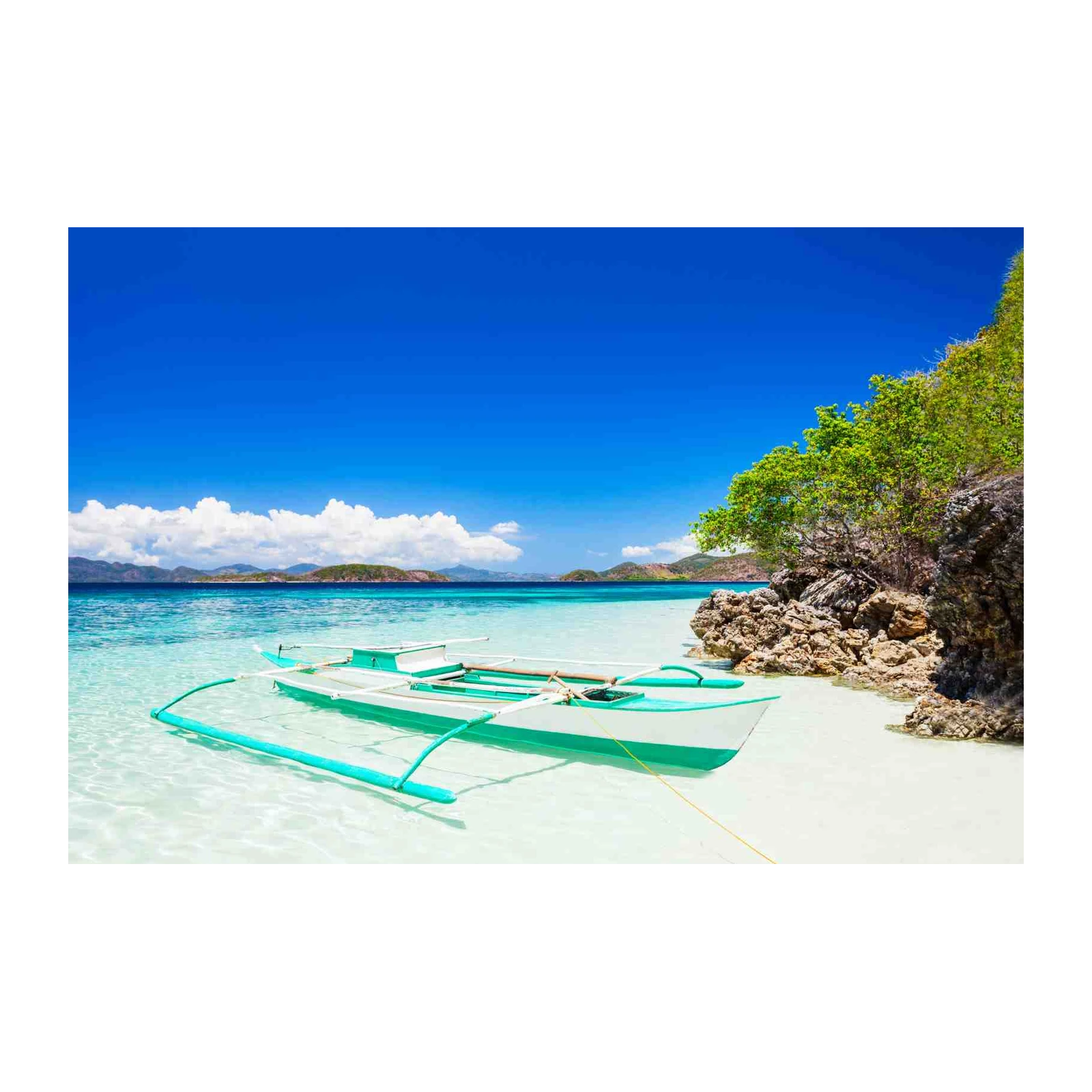 Tropical Paradise Boat Serene Beach Wall Art