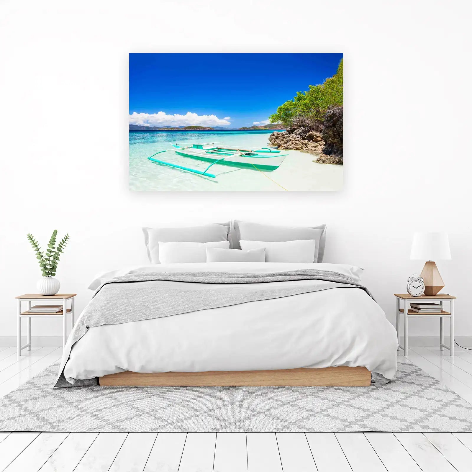 Tropical Paradise Boat Serene Beach Wall Art