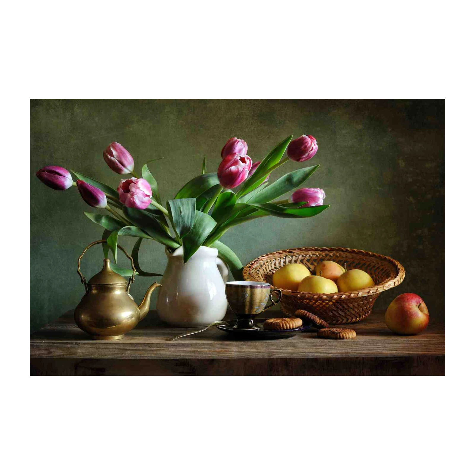 Classic Still Life Tulips & Fruit Wall Art