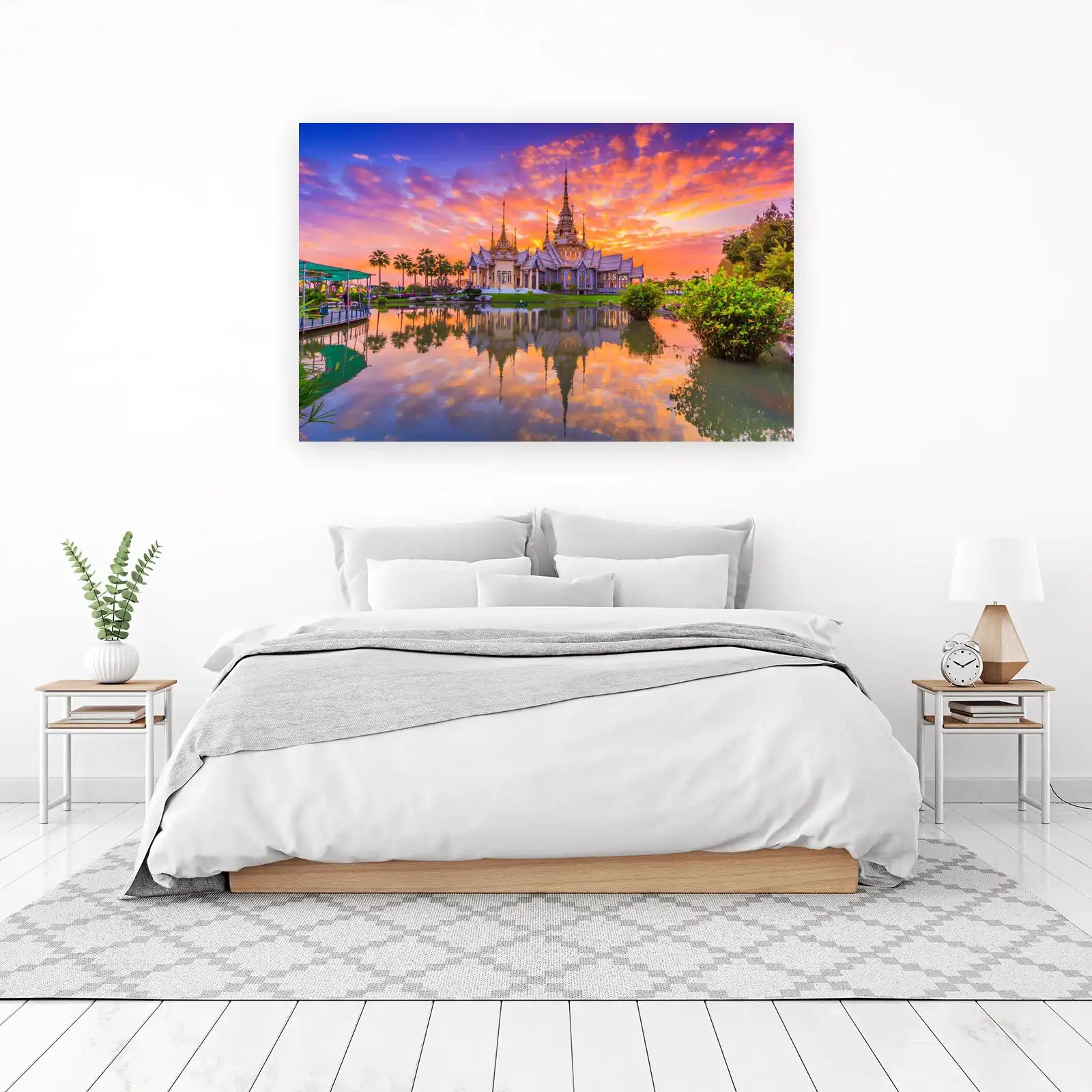 Serene Temple Sunset Thai Landscape Wall Art