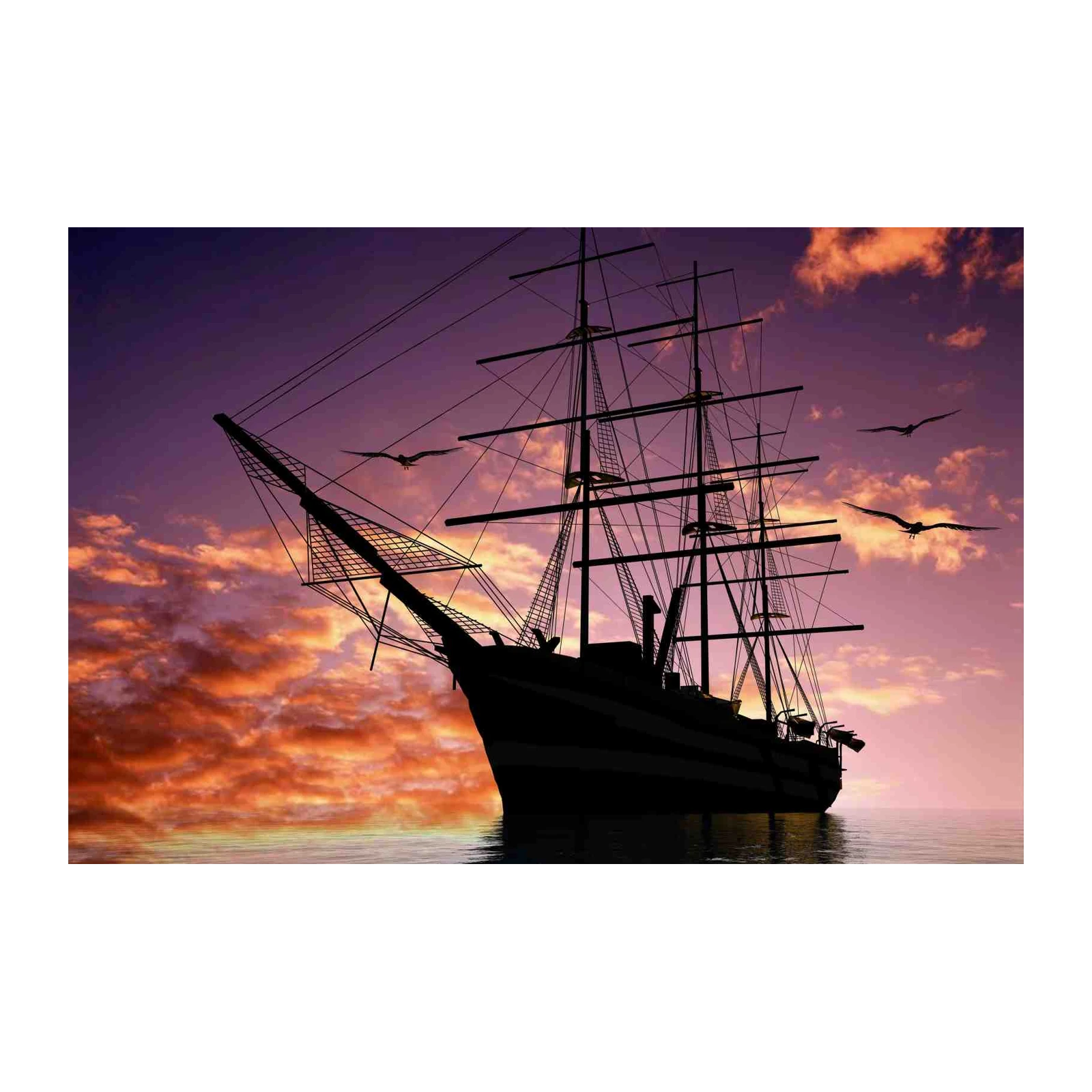 Majestic Tall Ship Sunset Wall Art