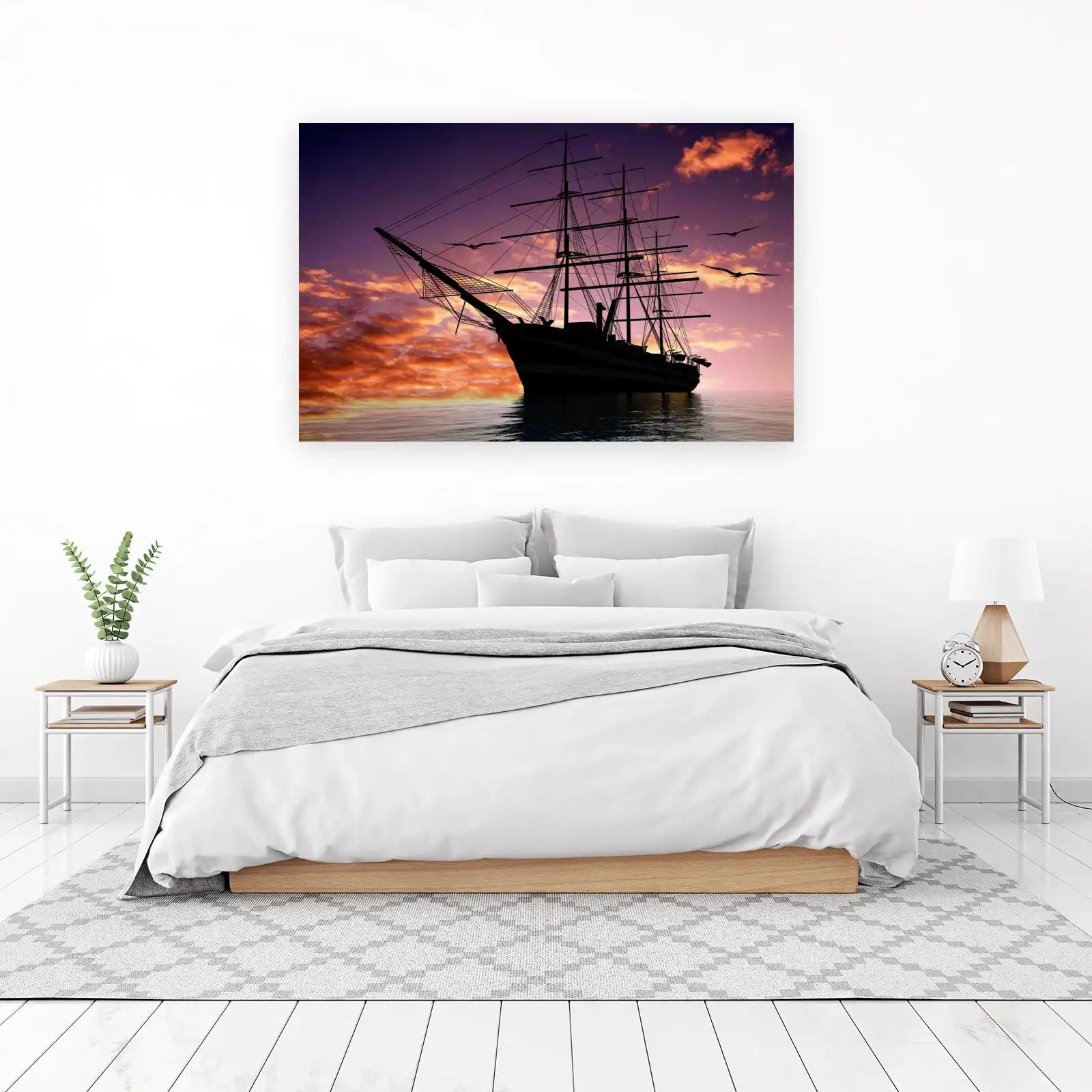 Majestic Tall Ship Sunset Wall Art