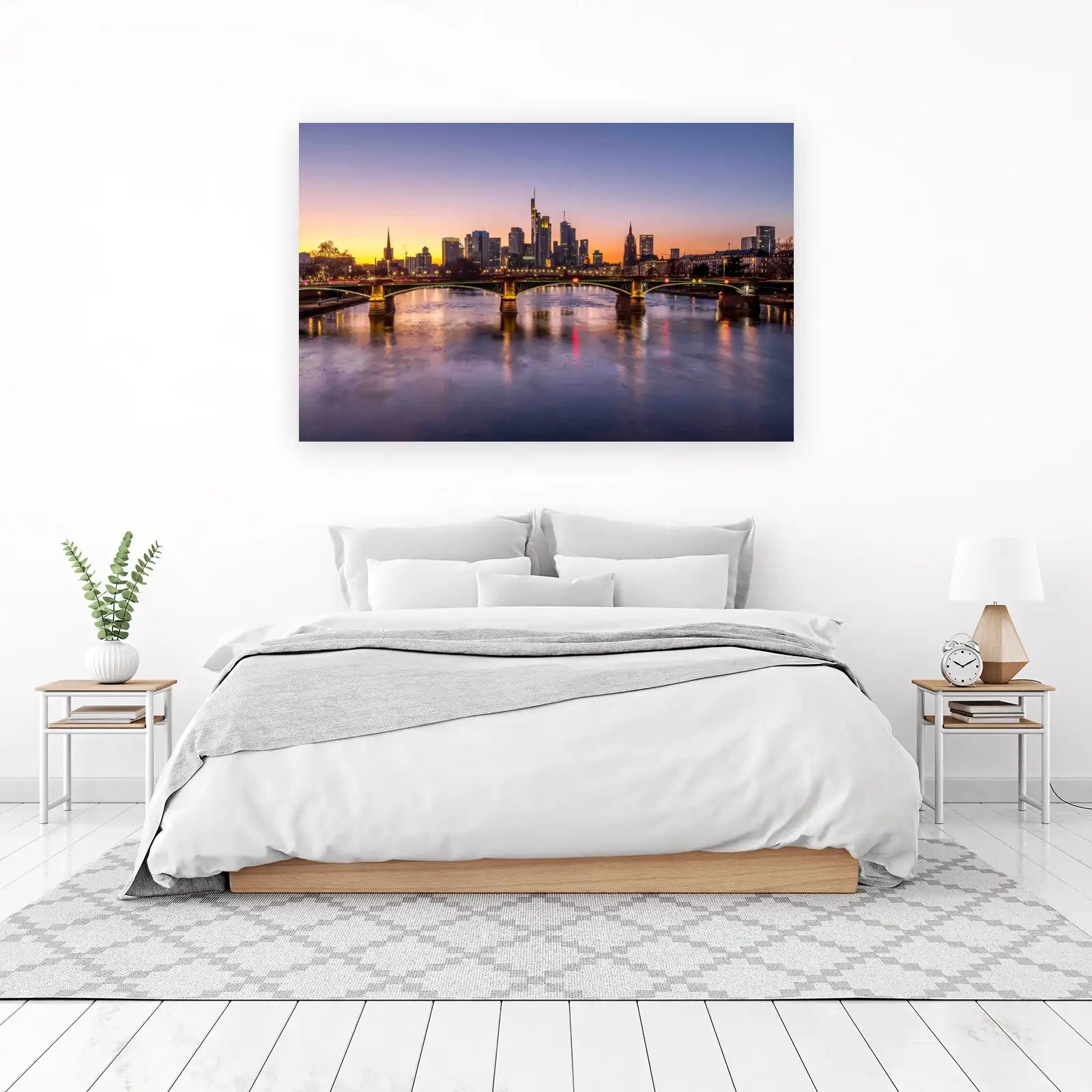 Frankfurt Skyline Bridge Sunset Wall Art