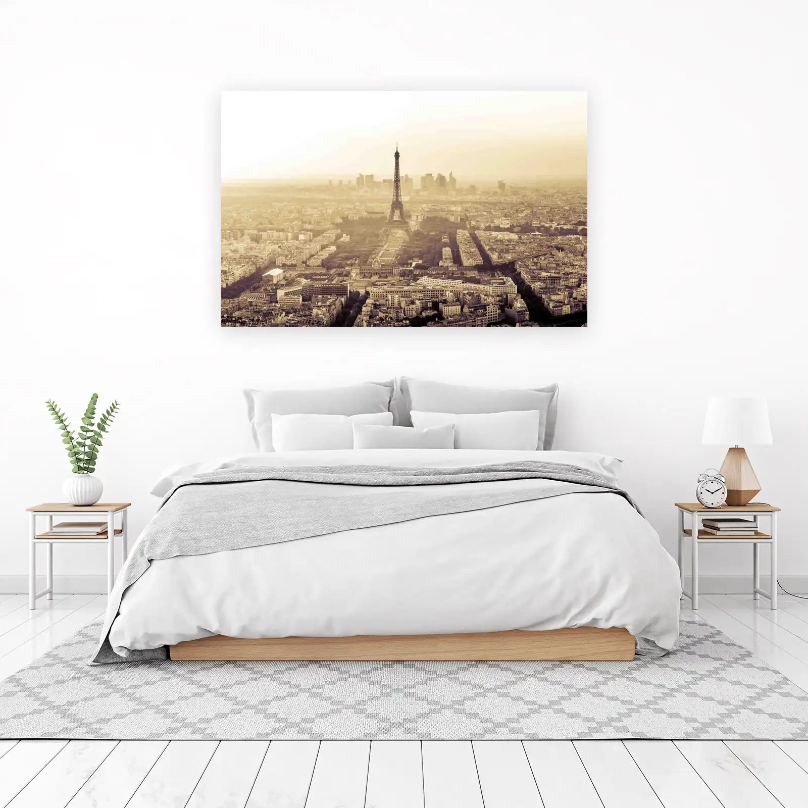 Sepia Eiffel Tower Paris Cityscape Wall Art