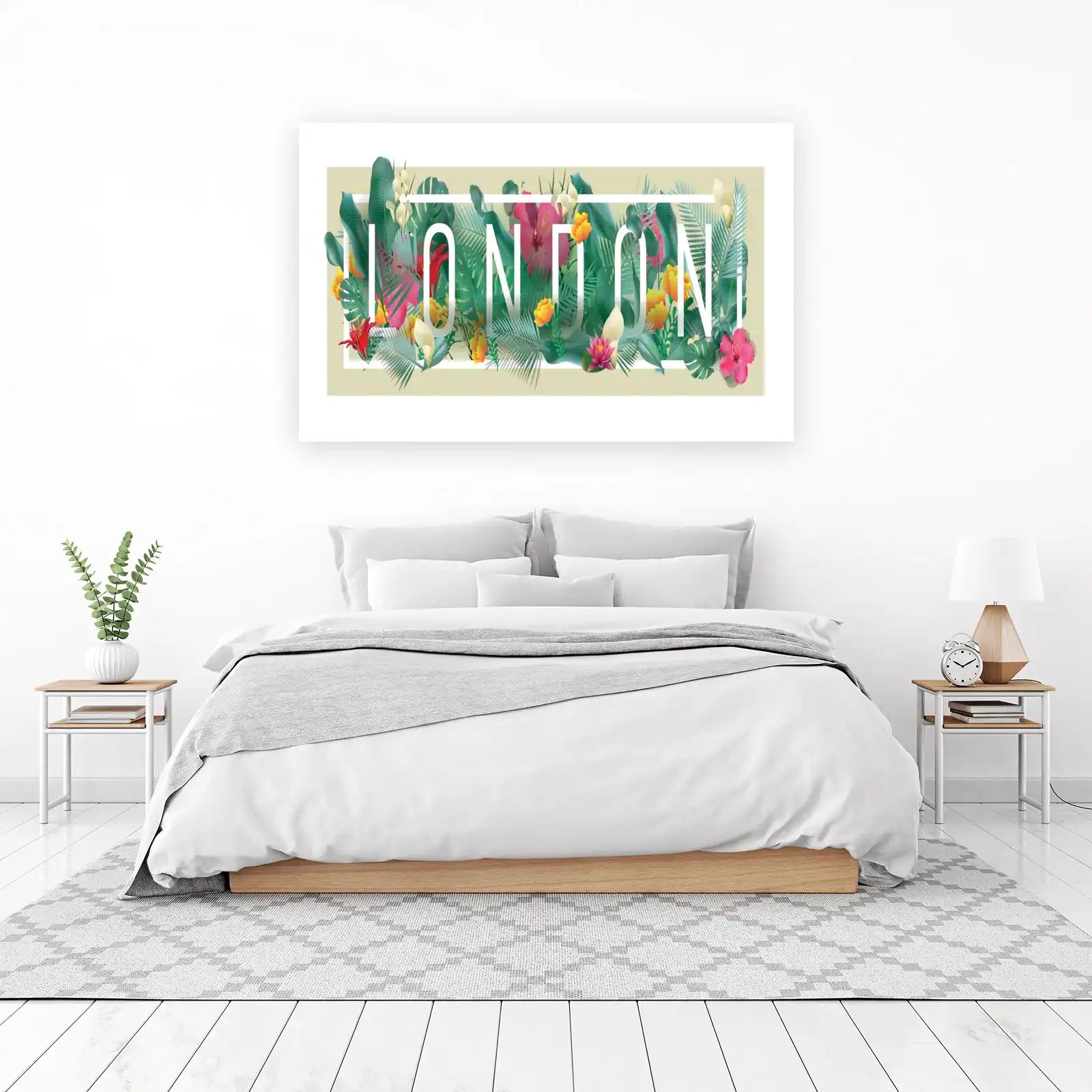 Tropical London Floral Typography Wall Art