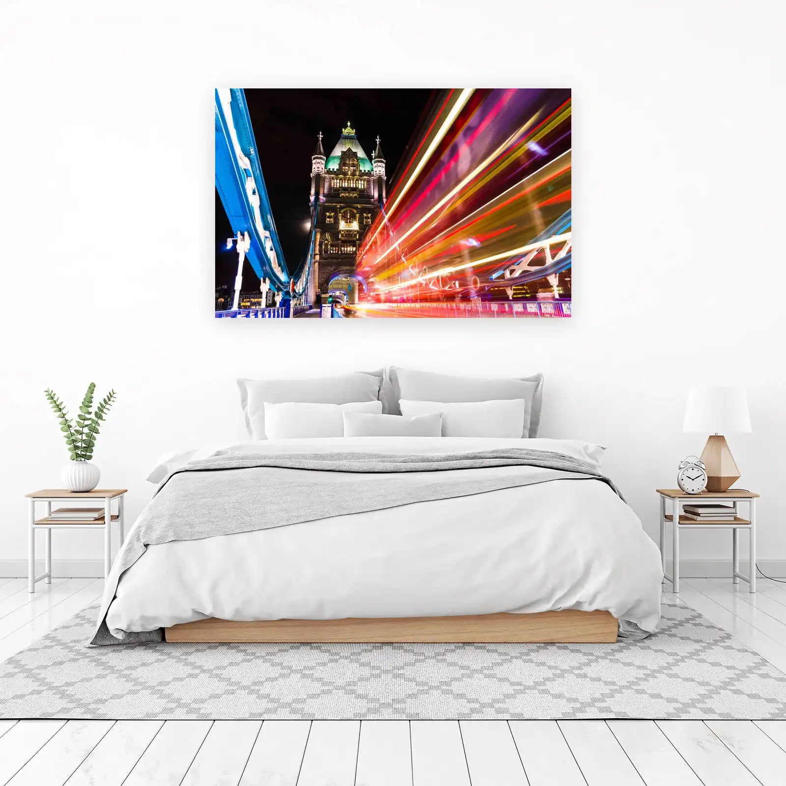 London Tower Bridge Night Traffic Wall Art