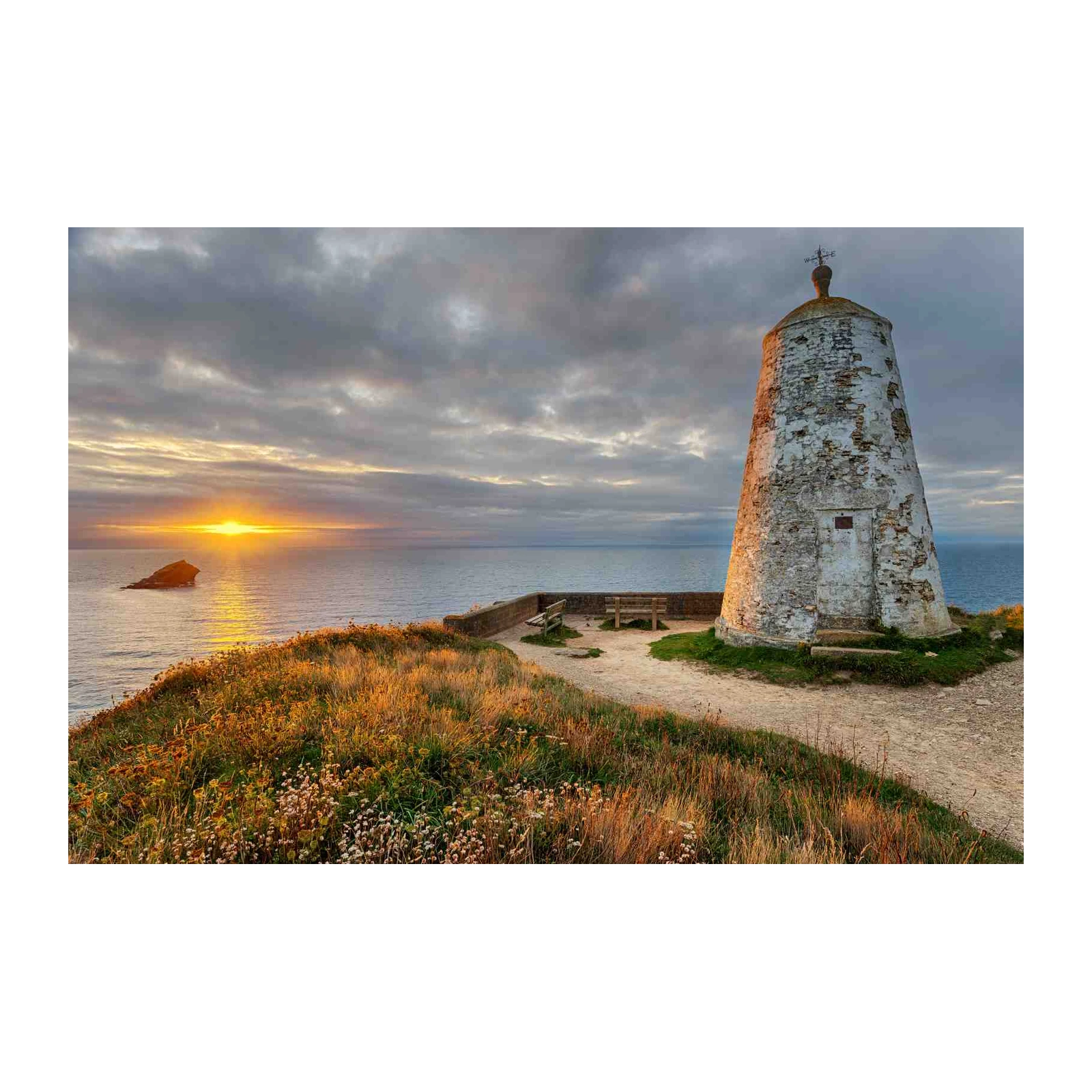Coastal Lighthouse Sunset Wall Art