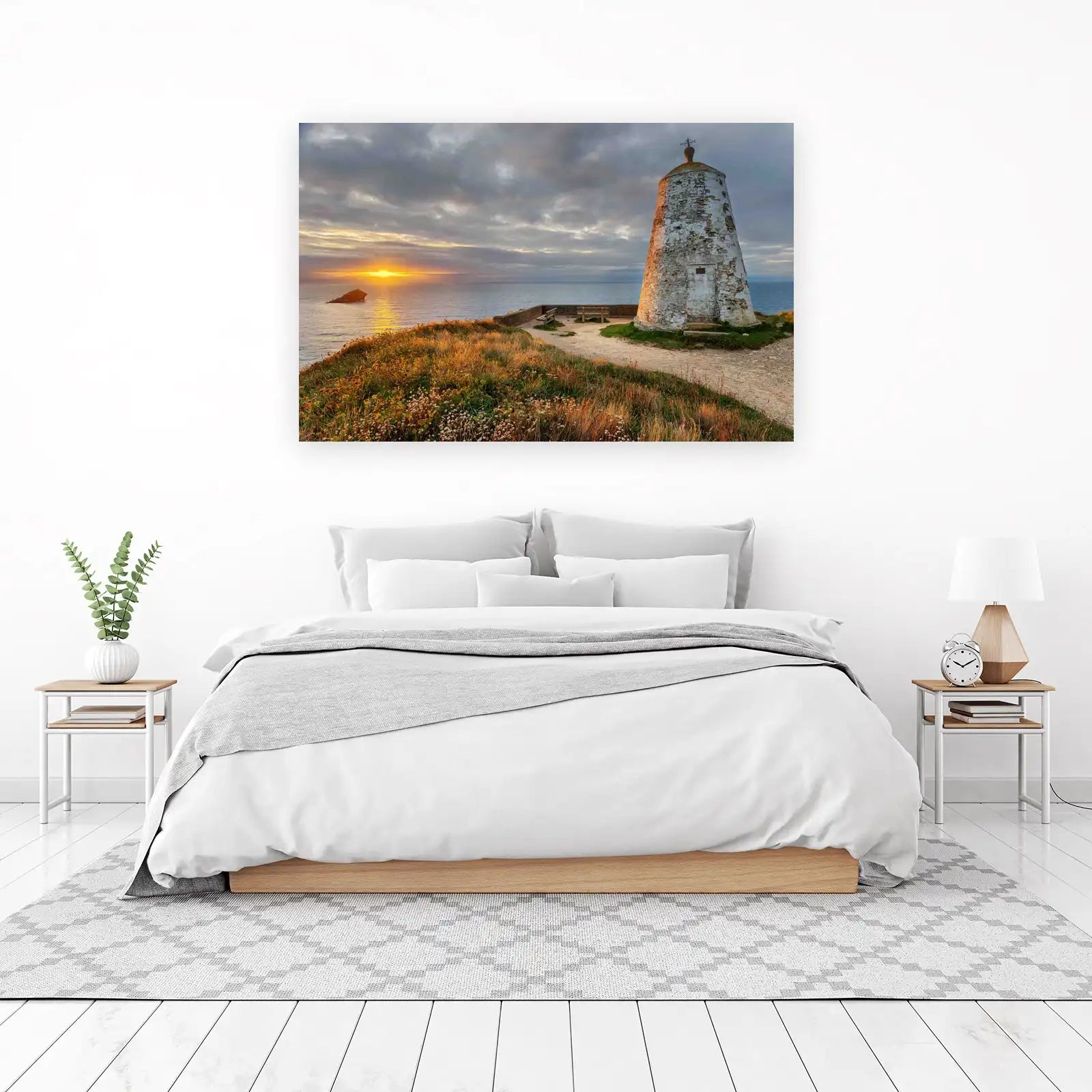 Coastal Lighthouse Sunset Wall Art