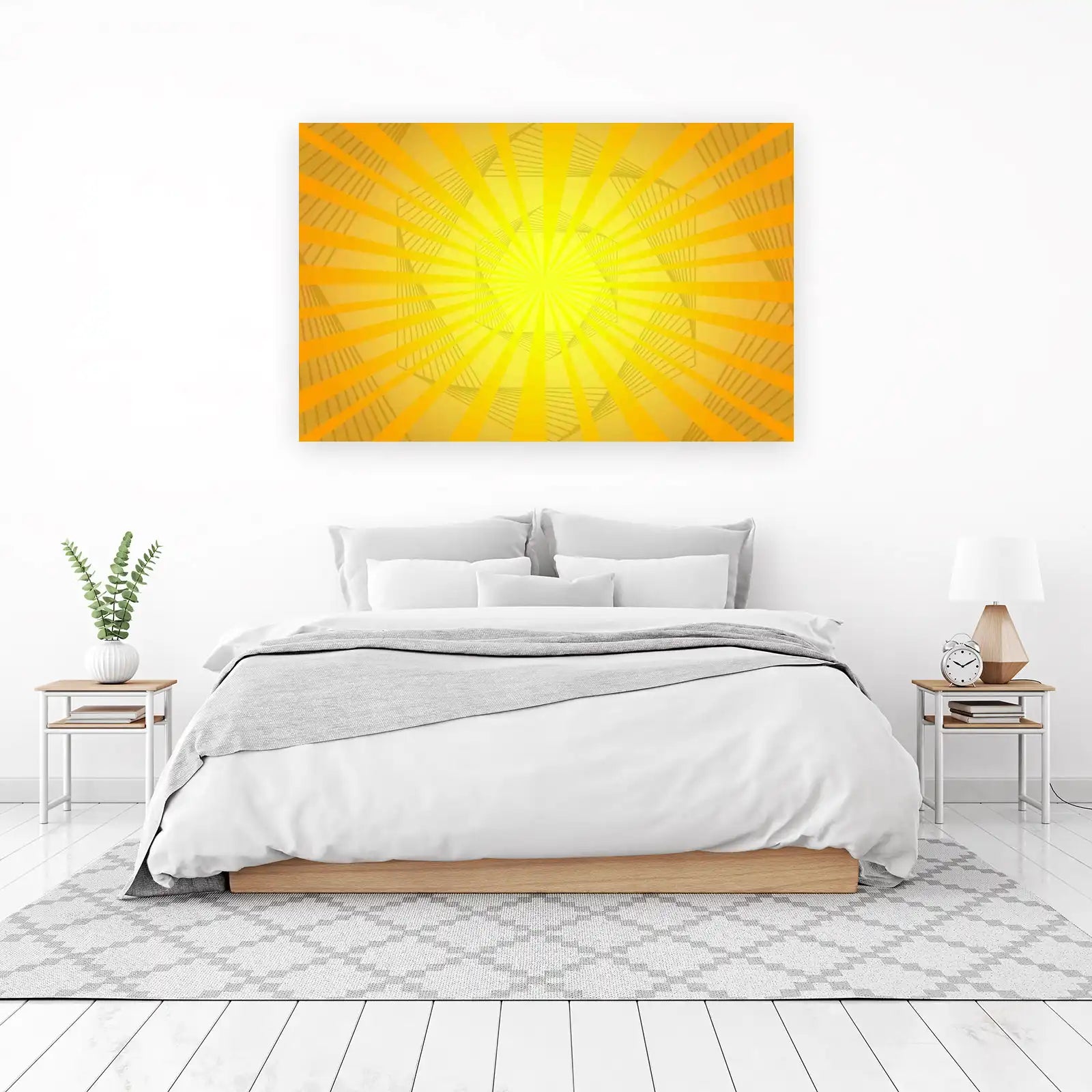 Radiant Sunshine Geometric Rays Wall Art