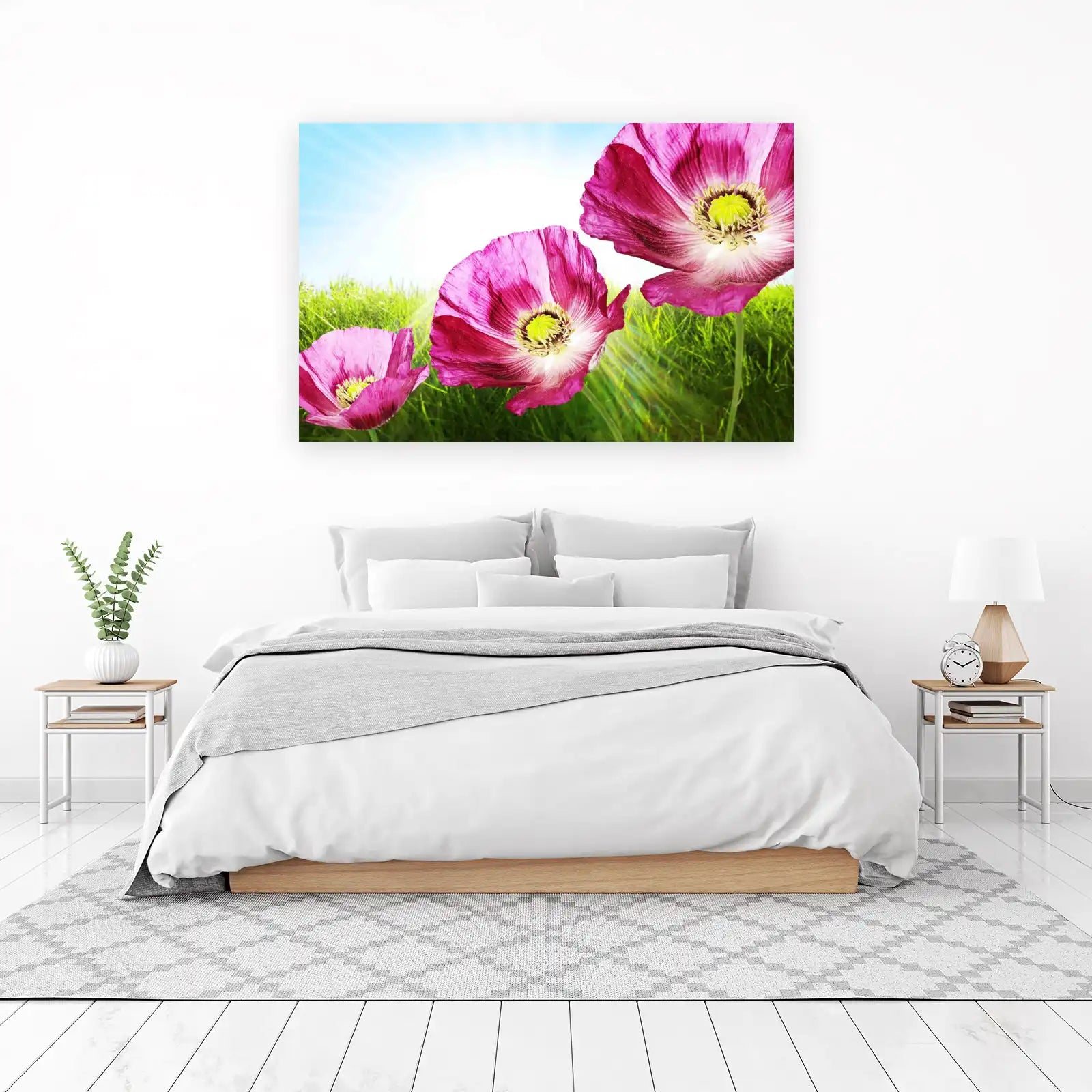 Vibrant Pink Poppies Meadow Wall Art