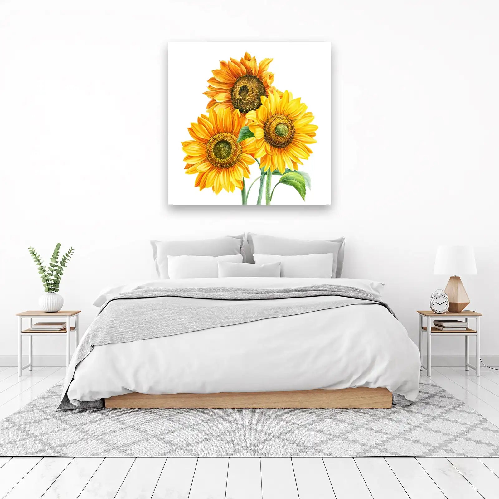 Vibrant Sunflower Trio Watercolor Wall Art