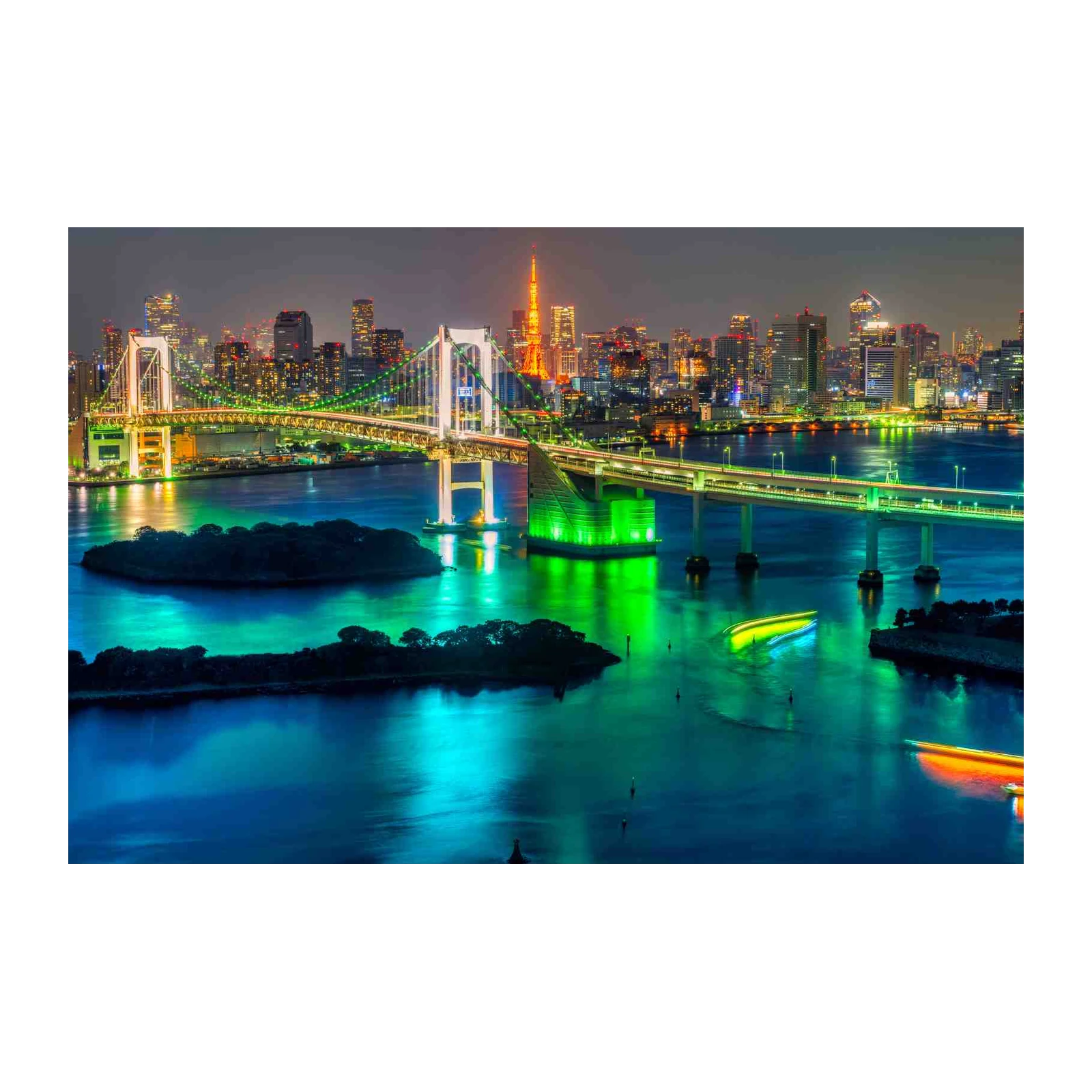 Vibrant Tokyo Rainbow Bridge Cityscape Wall Art