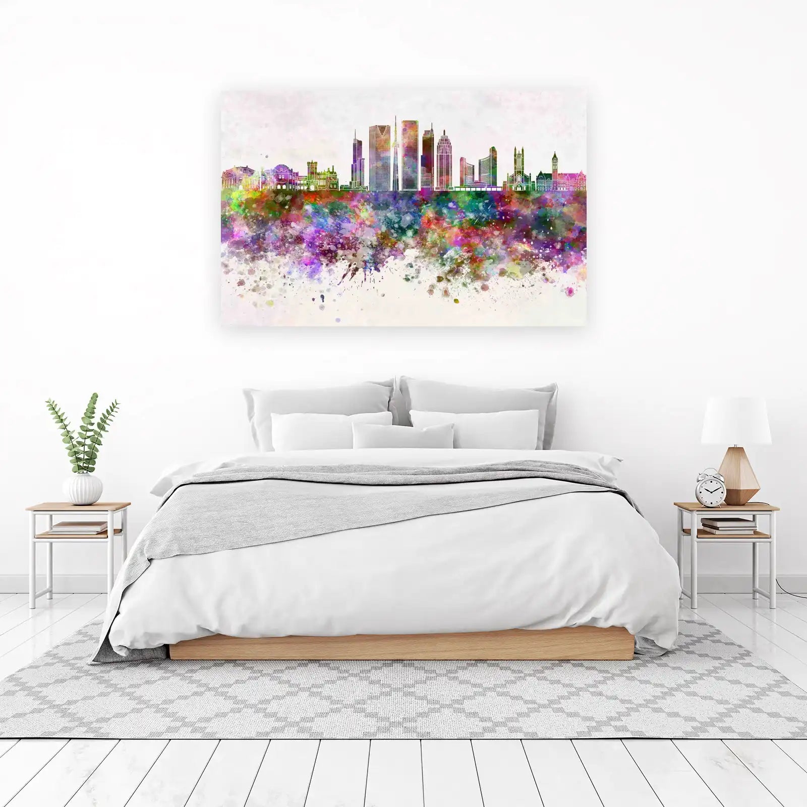 Vibrant Watercolor Cityscape Wall Art
