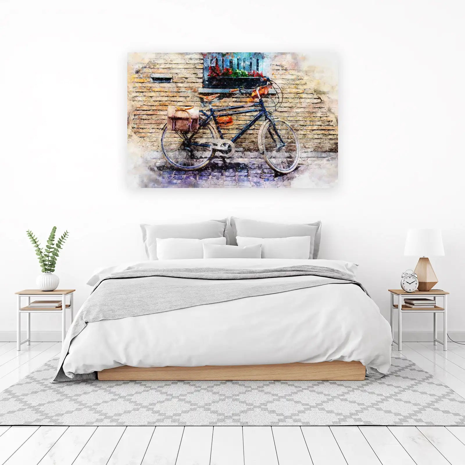 Vintage Bicycle Street Scene Wall Art