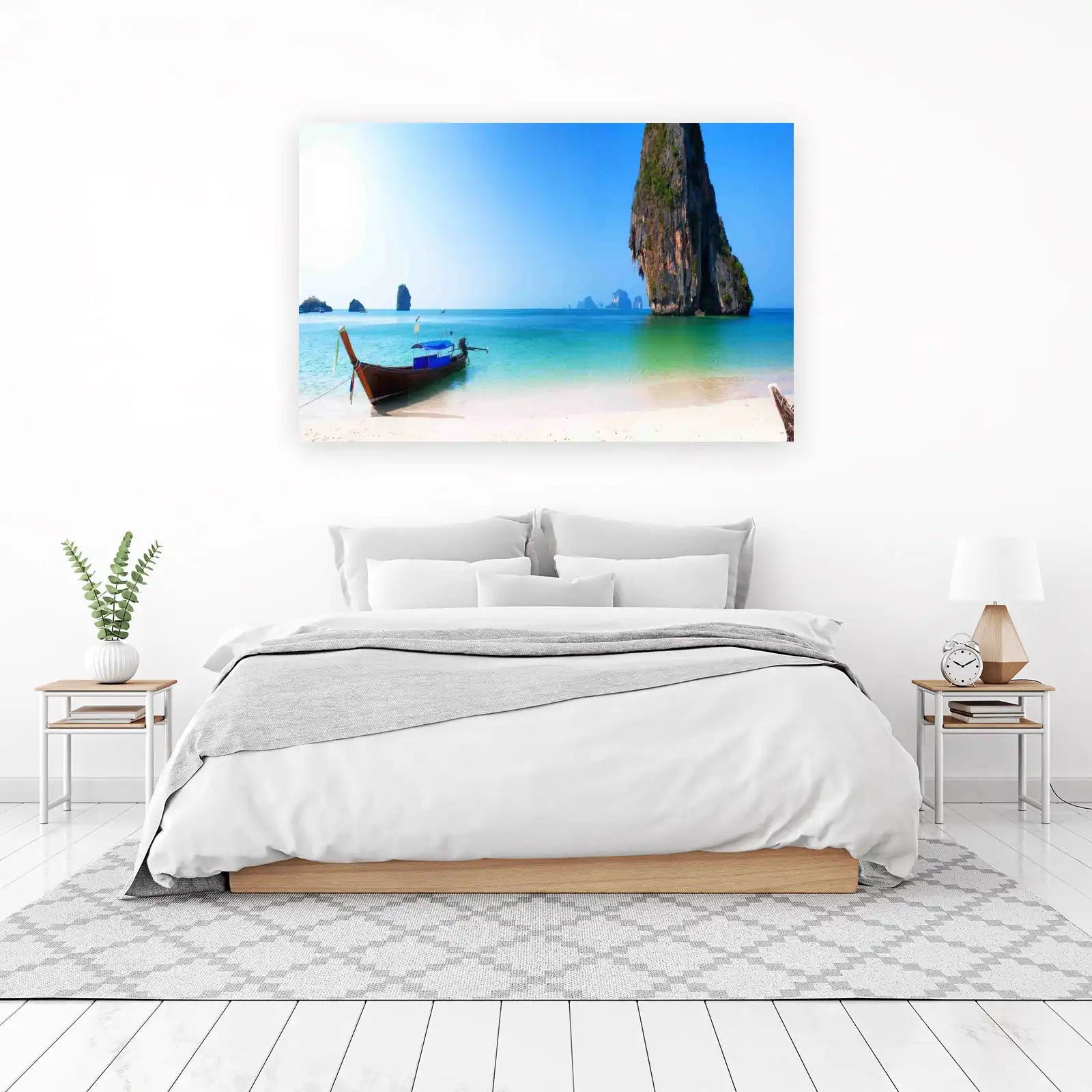 Tranquil Thai Beach Longtail Boat Wall Art