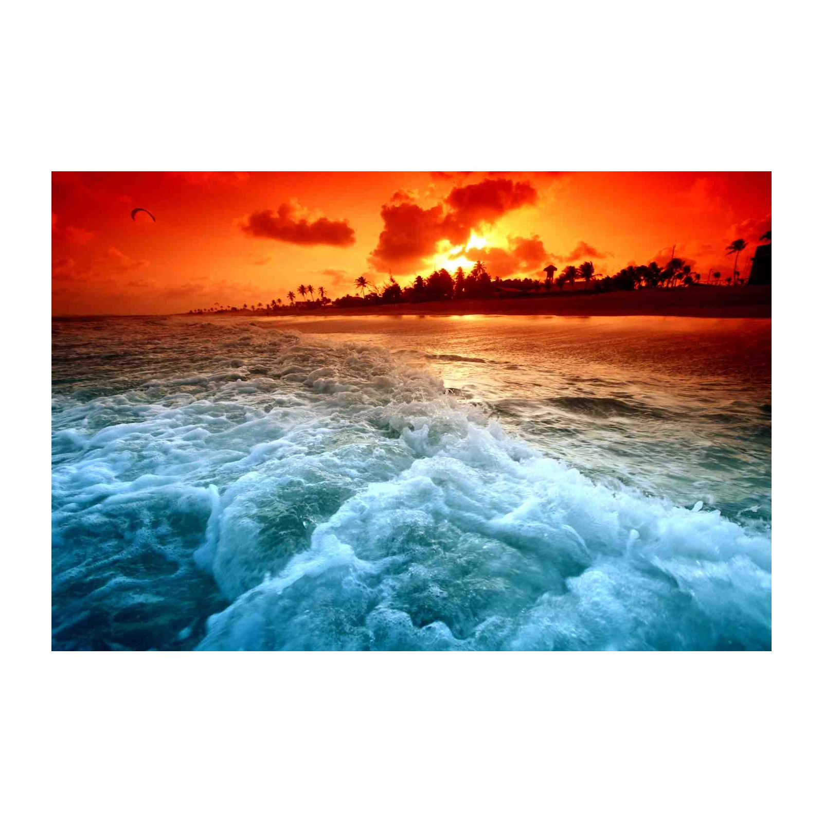 Vibrant Sunset Beach Wave Wall Art