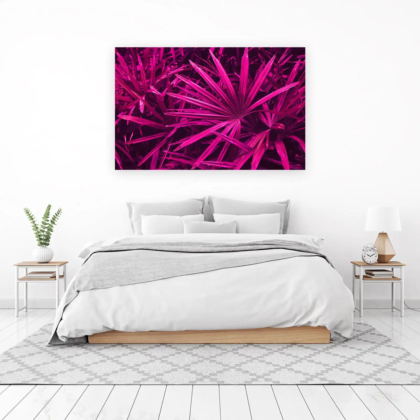 Vibrant Pink Palm Leaves Wall Art