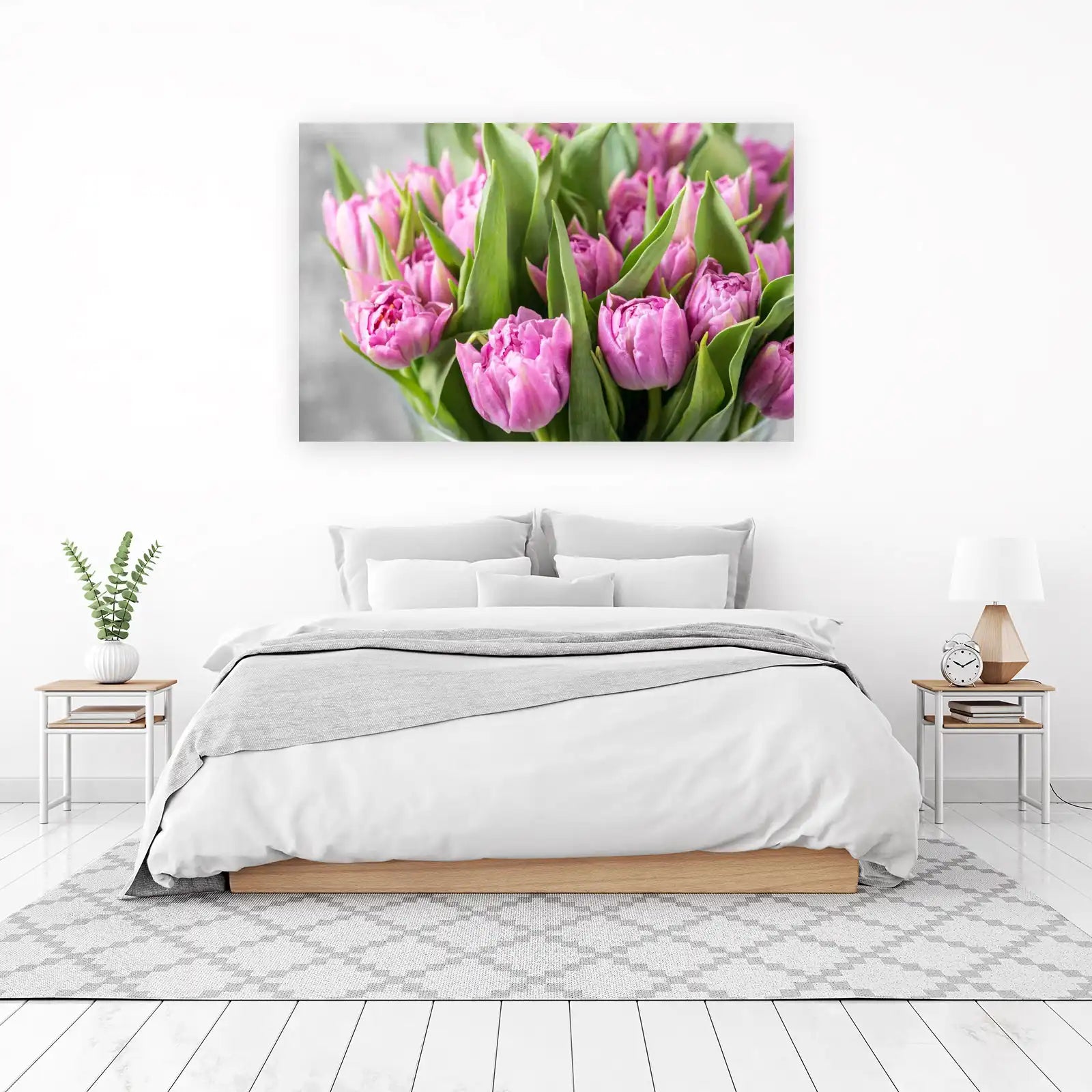 Pink Peony Tulips Spring Blossom Wall Art