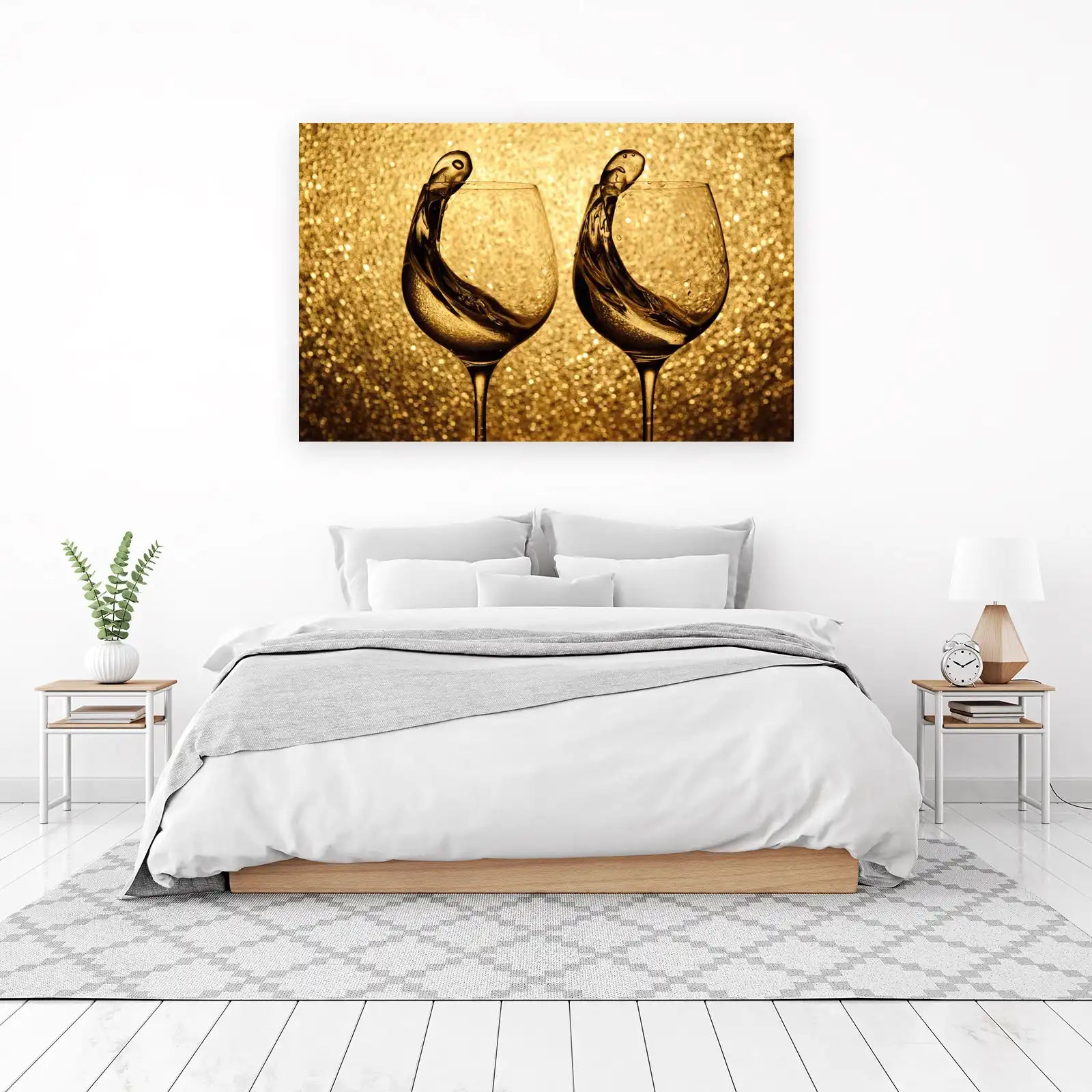 Golden Splash Wine Glasses Wall Art