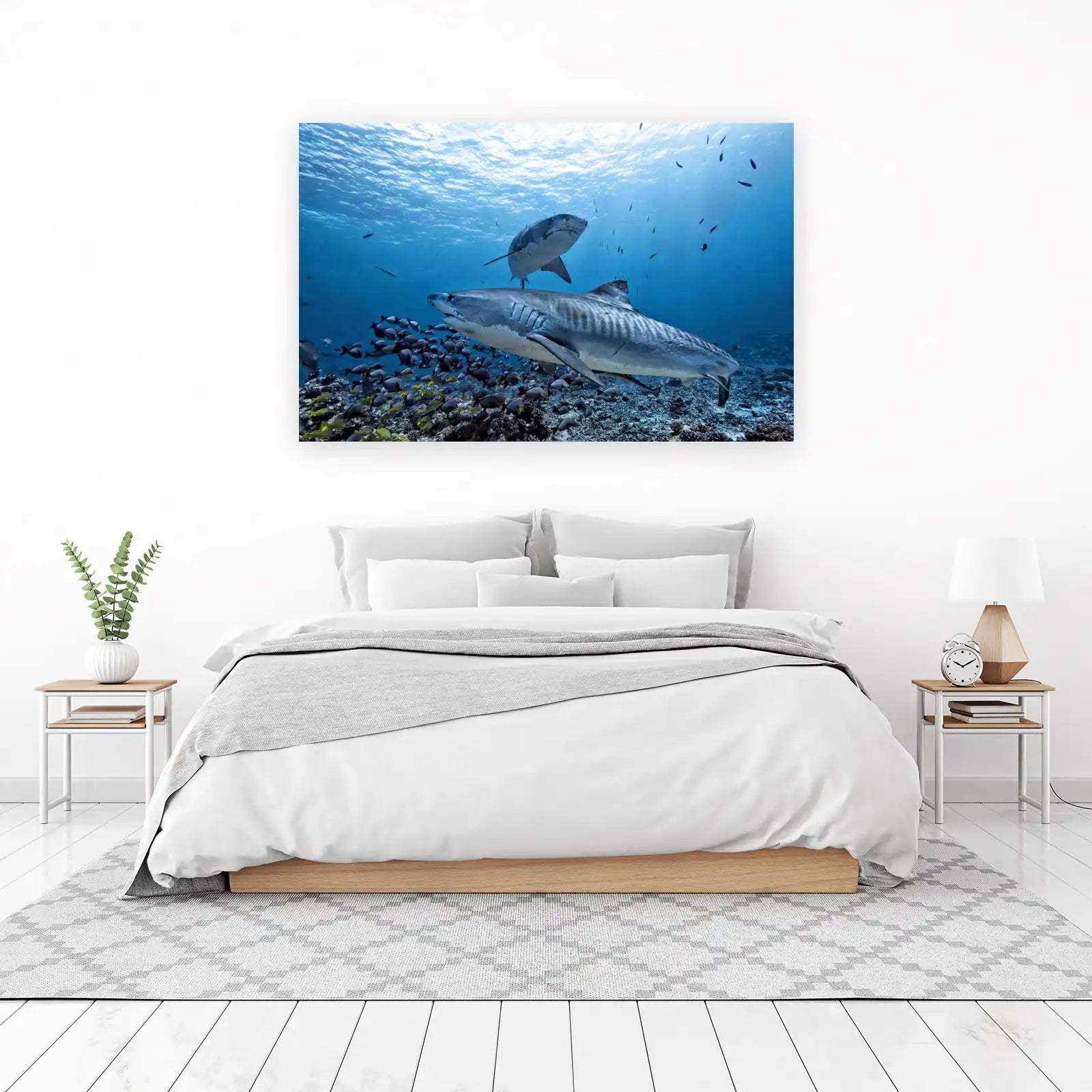 Majestic Tiger Sharks Underwater Wall Art