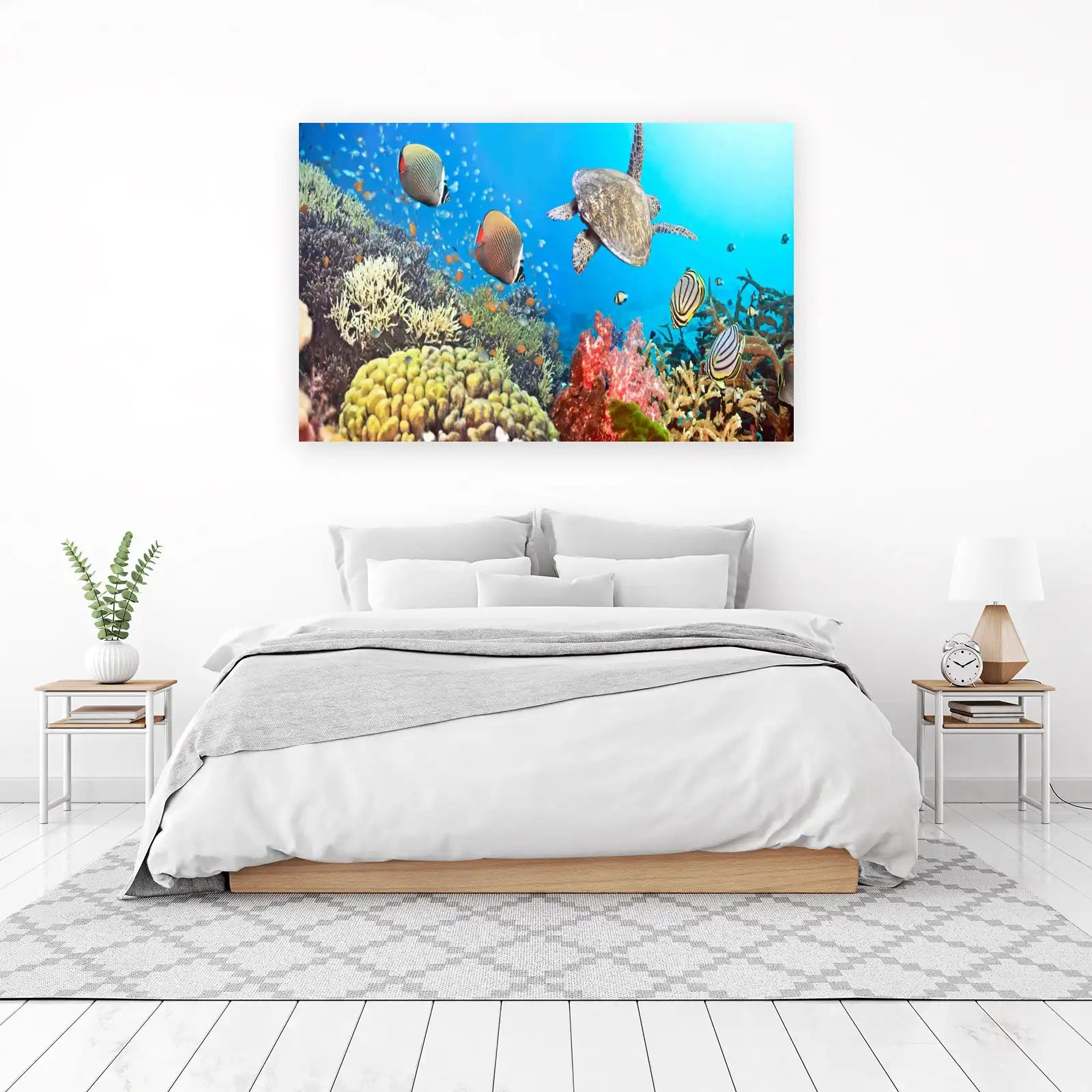 Vibrant Coral Reef Turtle & Fish Wall Art