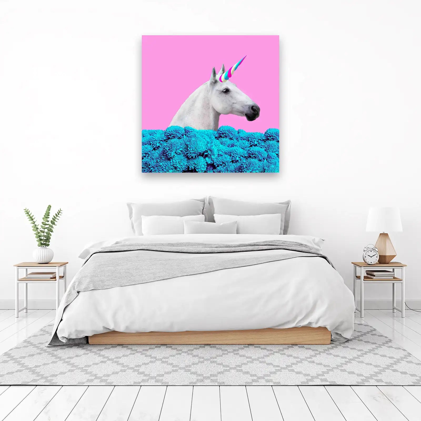 Dreamy Unicorn Floral Pop Art Wall Art
