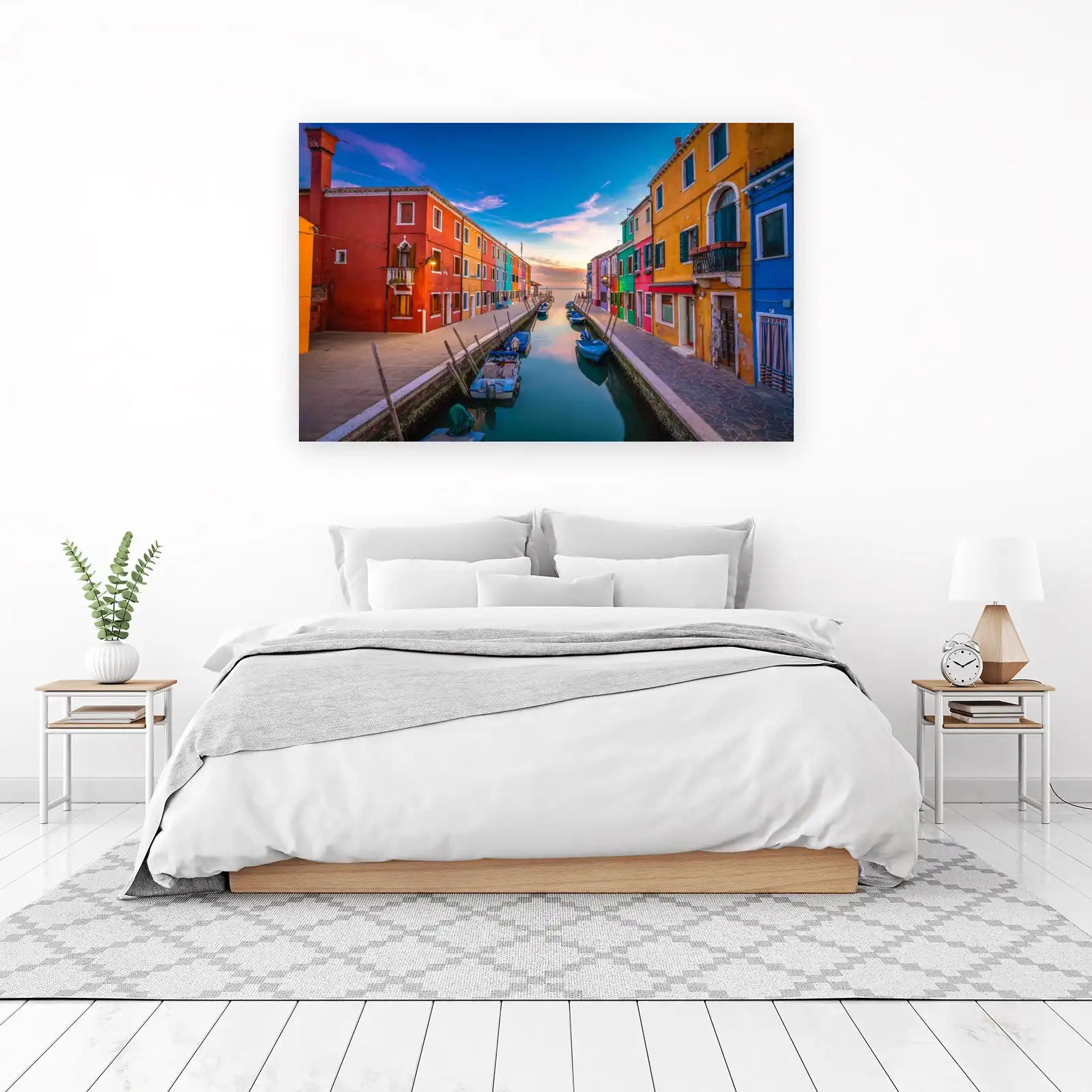 Vibrant Italian Canal Scenic Wall Art