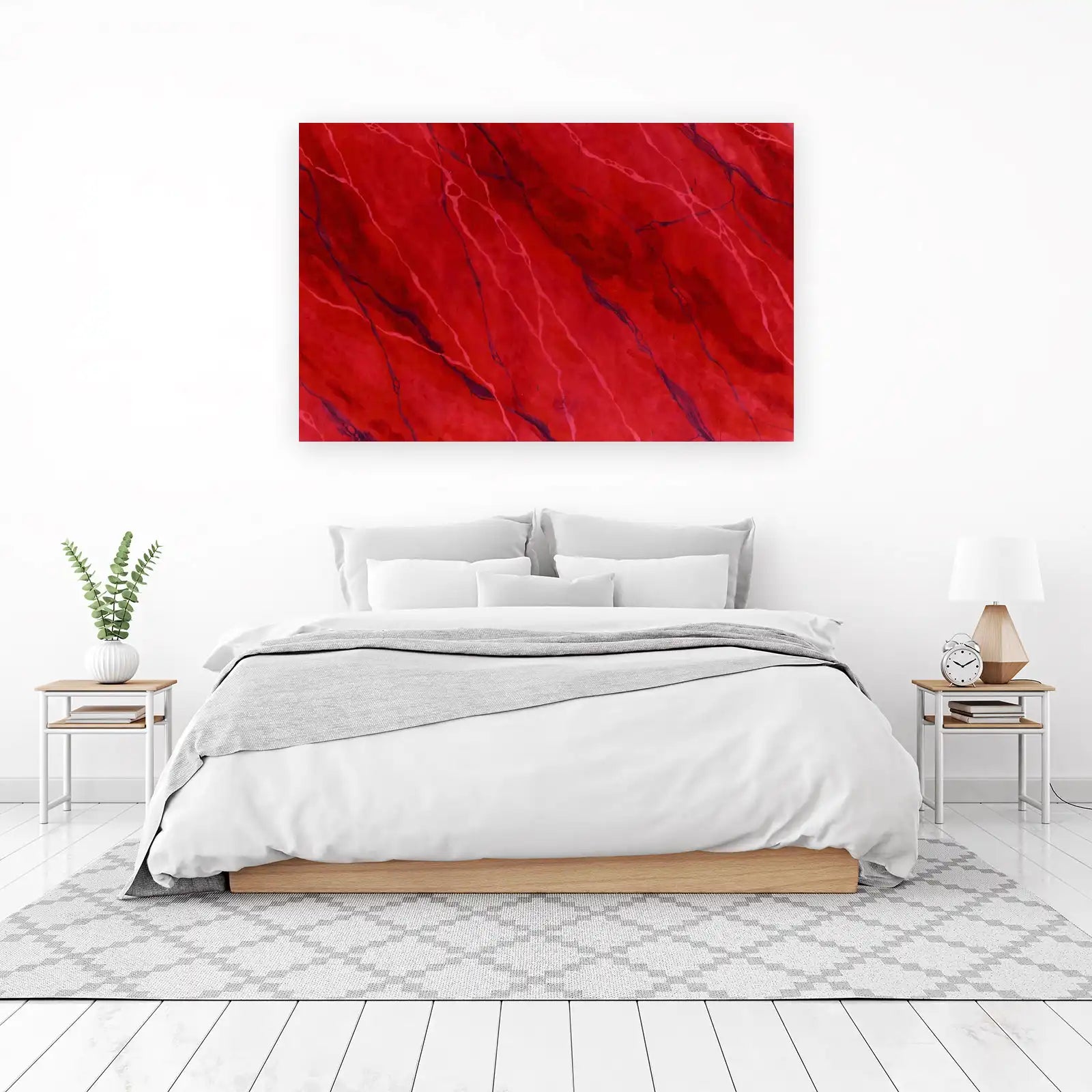 Vibrant Red Abstract Veins Wall Art
