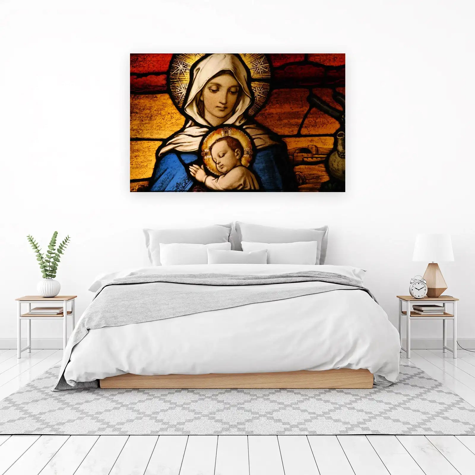 Madonna and Child Stained Glass Wall Art