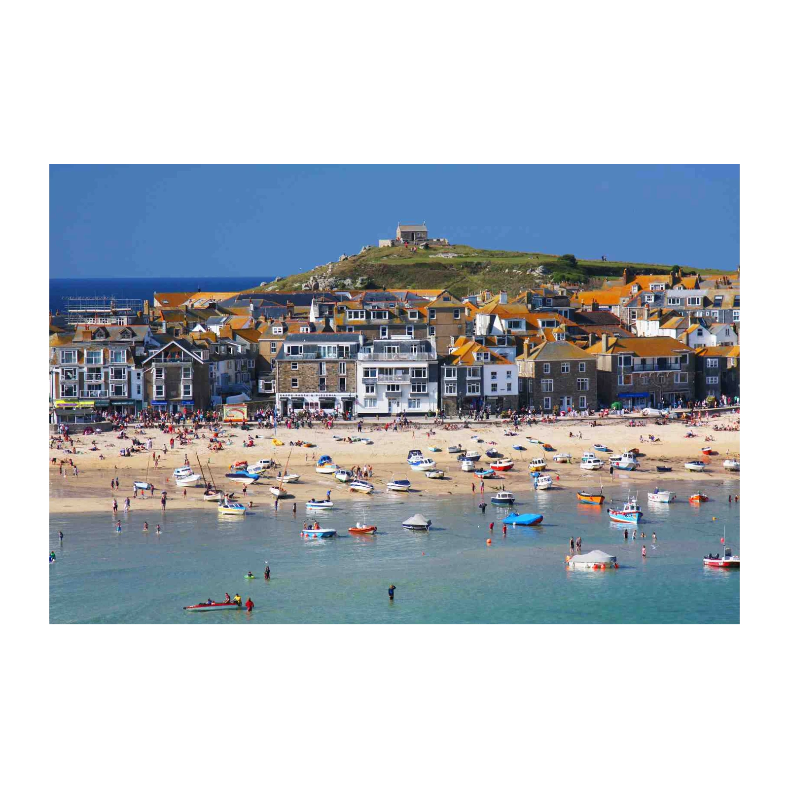 Coastal Village Beach Scene Wall Art