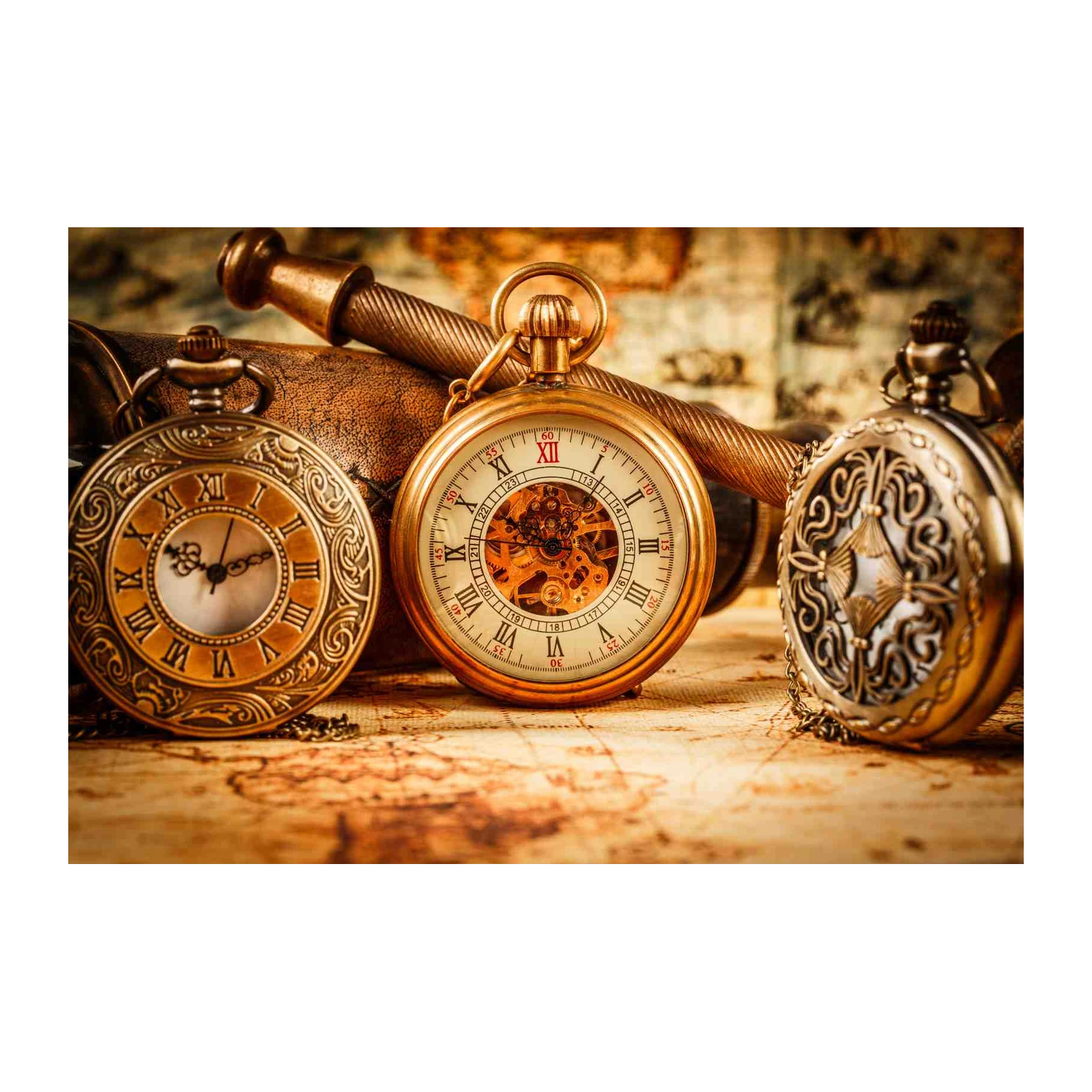Vintage Pocket Watches & Map Wall Art