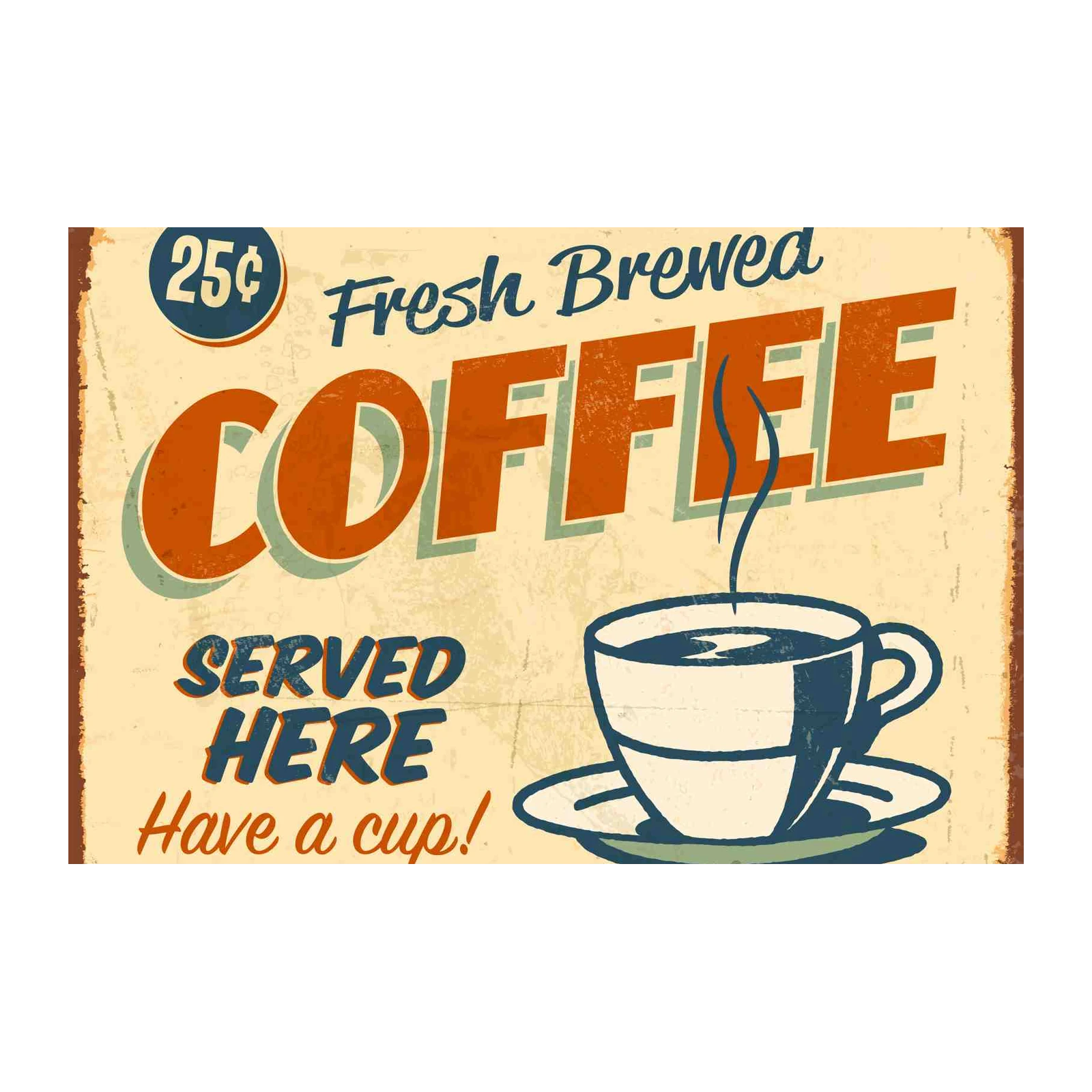 Retro Coffee 25c Fresh Brewed Wall Art