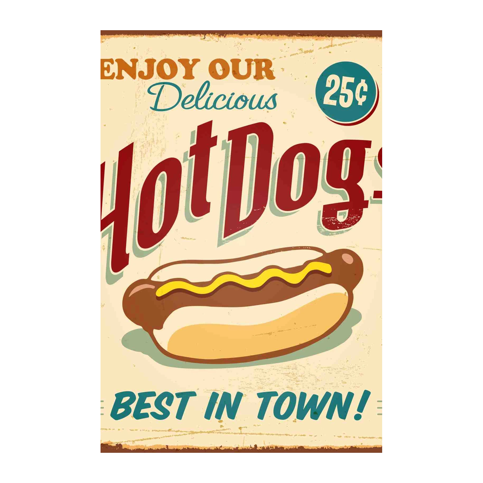 Vintage Hot Dogs Wall Art - Retro Diner Wall Art