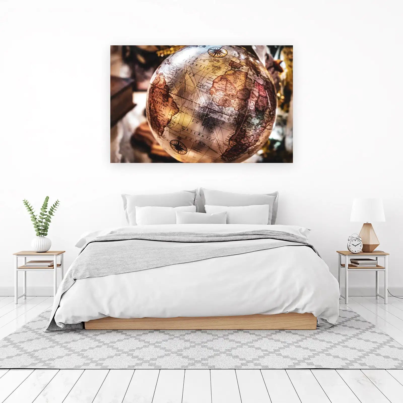 Vintage Globe World Map Wall Art