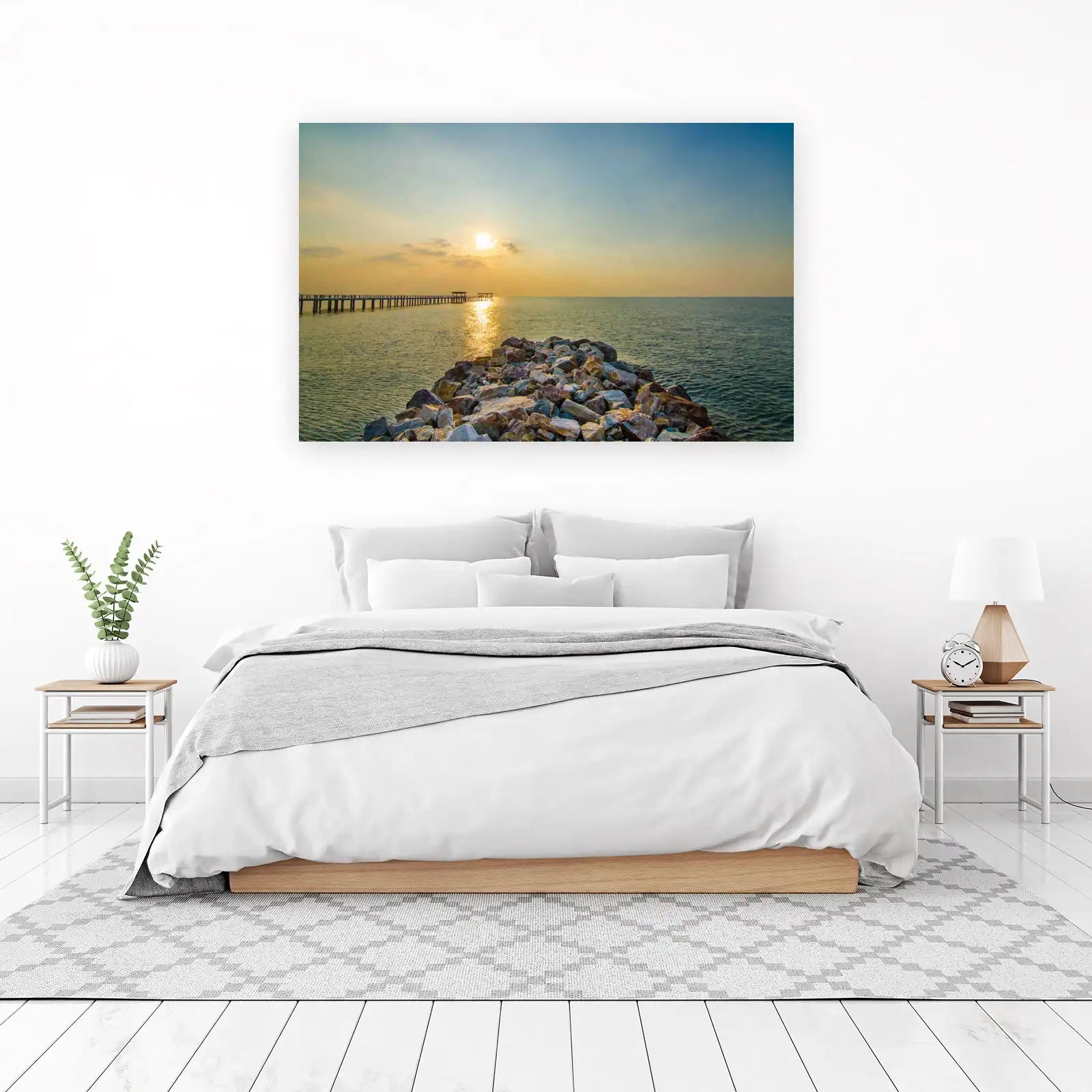 Sunset Pier Seascape Serenity Wall Art