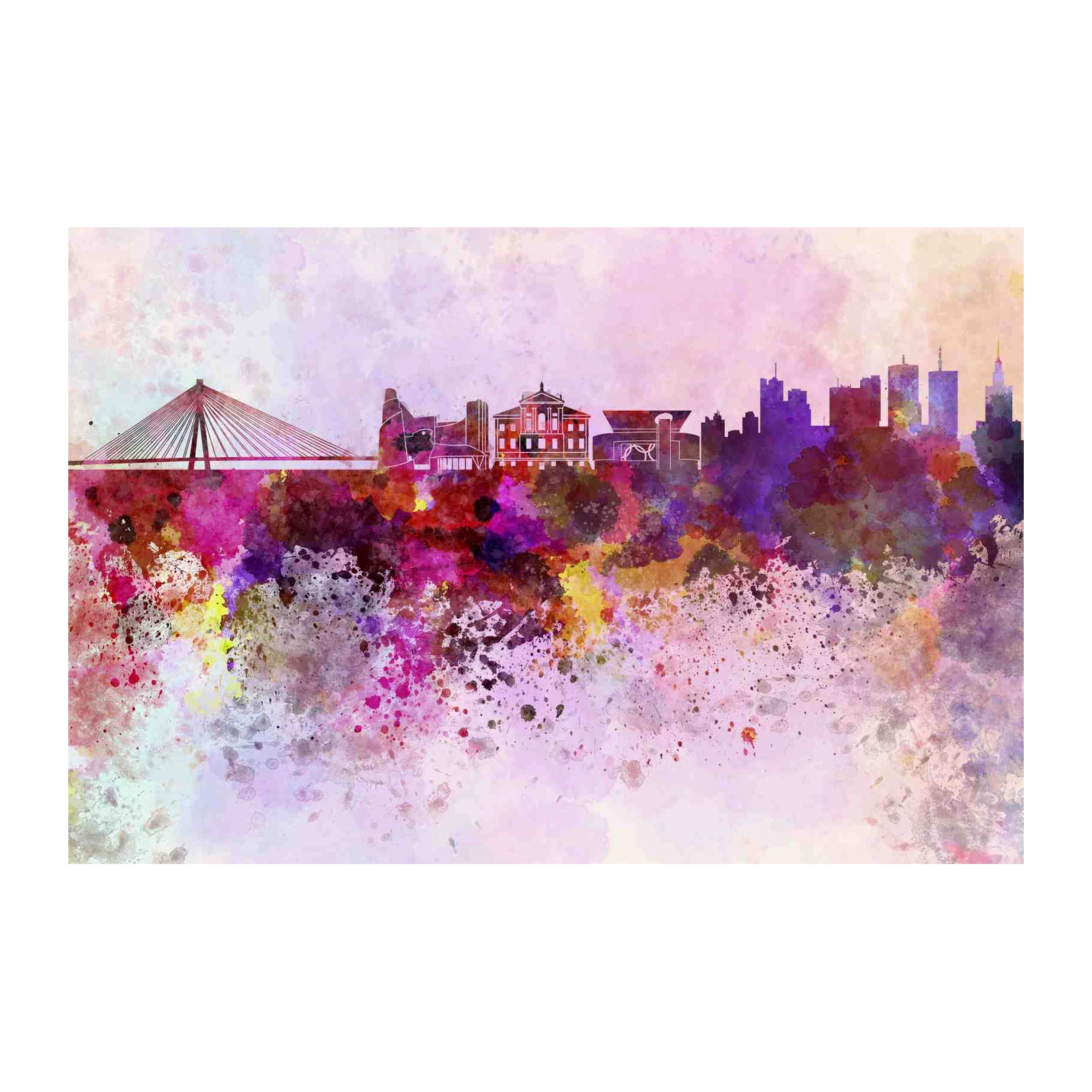 Vibrant Watercolor Cityscape Wall Art